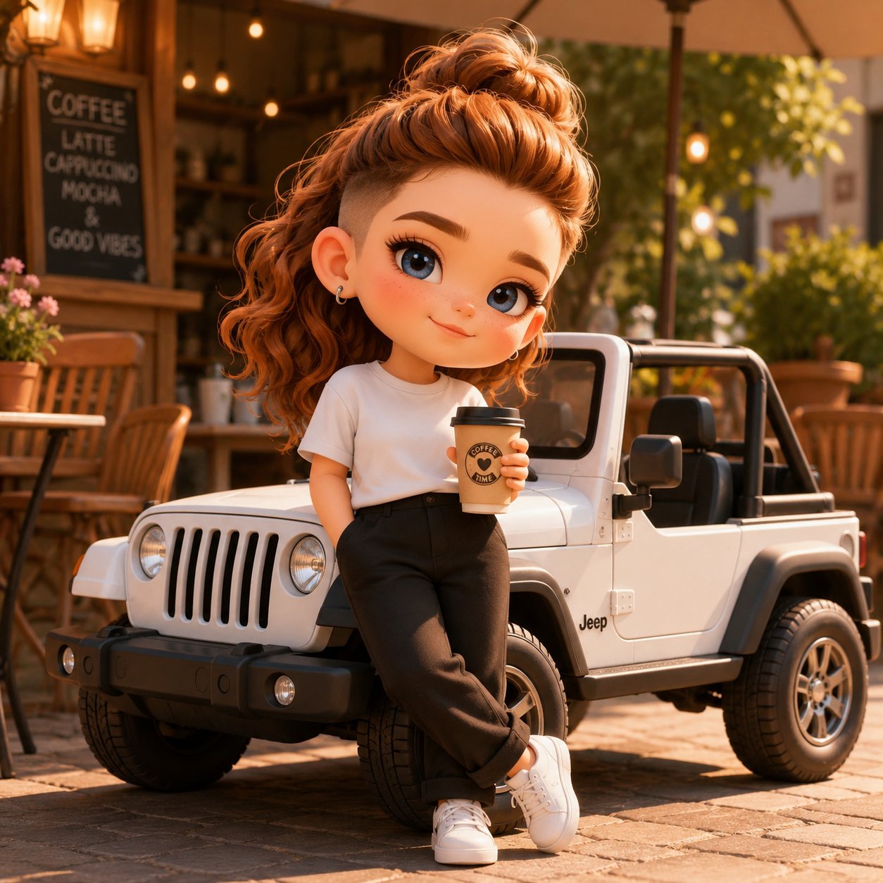 3D可爱Q版角色与迷你吉普车 / Cute 3d Chibi Character Mini Jeep，角色设计，角色、二次元、极简，案例输出图 2