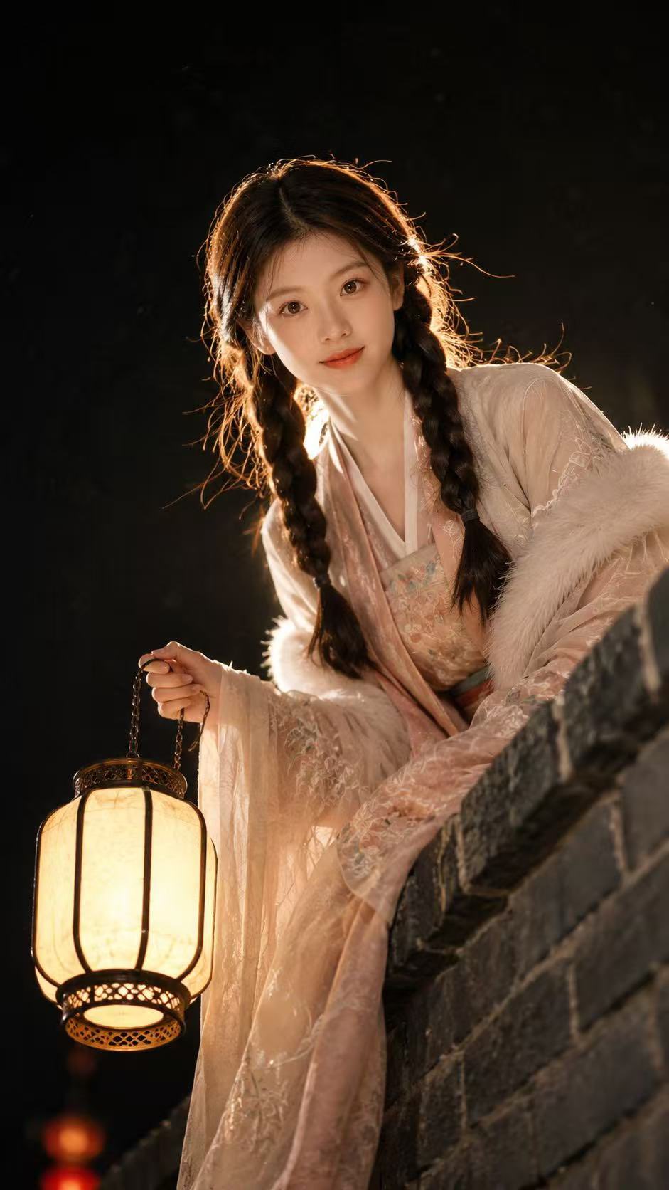 古风玄幻夜晚灯笼人像摄影 / Ancient Chinese Fantasy Night Portrait Lantern,角色设计,人像、电影感、插画,案例输出图 1