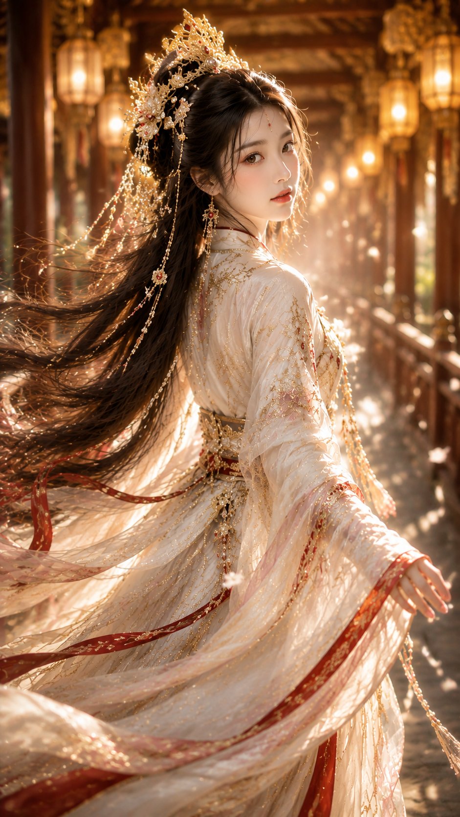 唐风仙侠白衣少女回眸写真 / Tang Style Xianxia White Robe Female Portrait,角色设计,人像、海报、角色,案例输出图 1