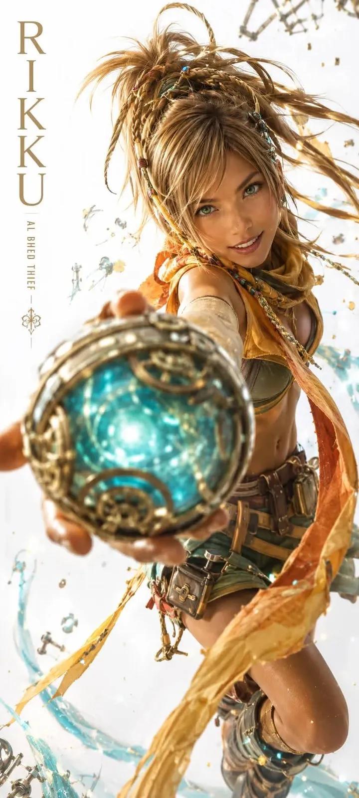 最终幻想琉克超写实电影感角色肖像 / Rikku Final Fantasy X2 Cinematic Character Portrait,角色设计,人像、电影感、时尚,案例输出图 1