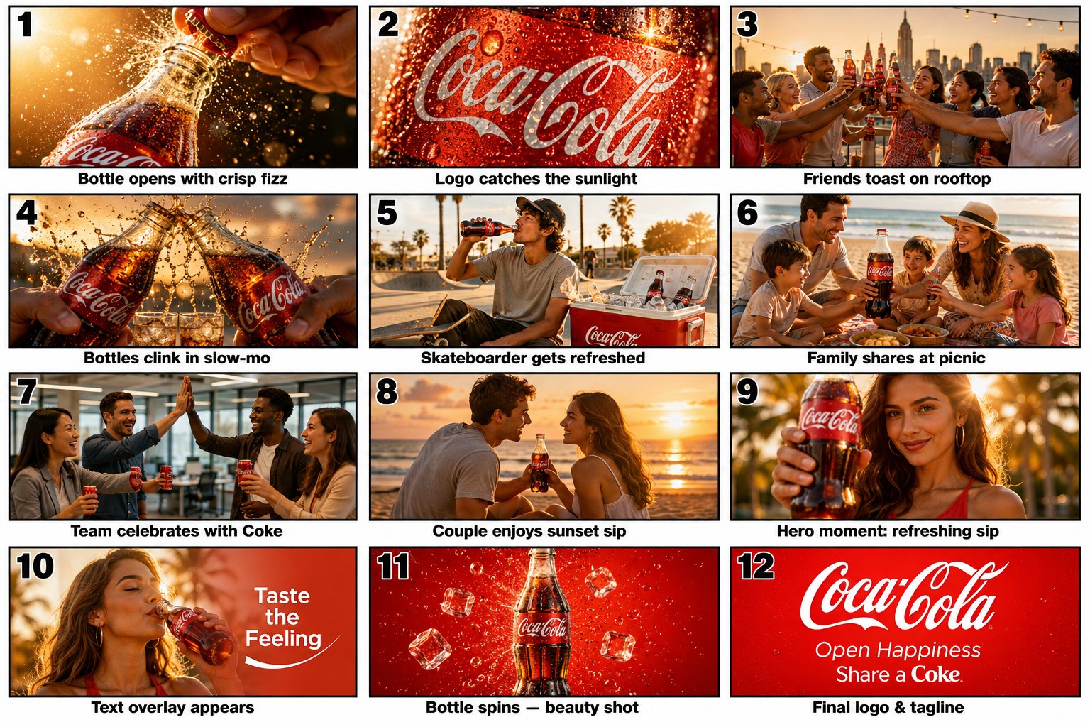 15秒可口可乐商业广告分镜脚本 / 15 Second Coca Cola Commercial Storyboard,角色设计,电影感、插画、角色,案例输出图 1