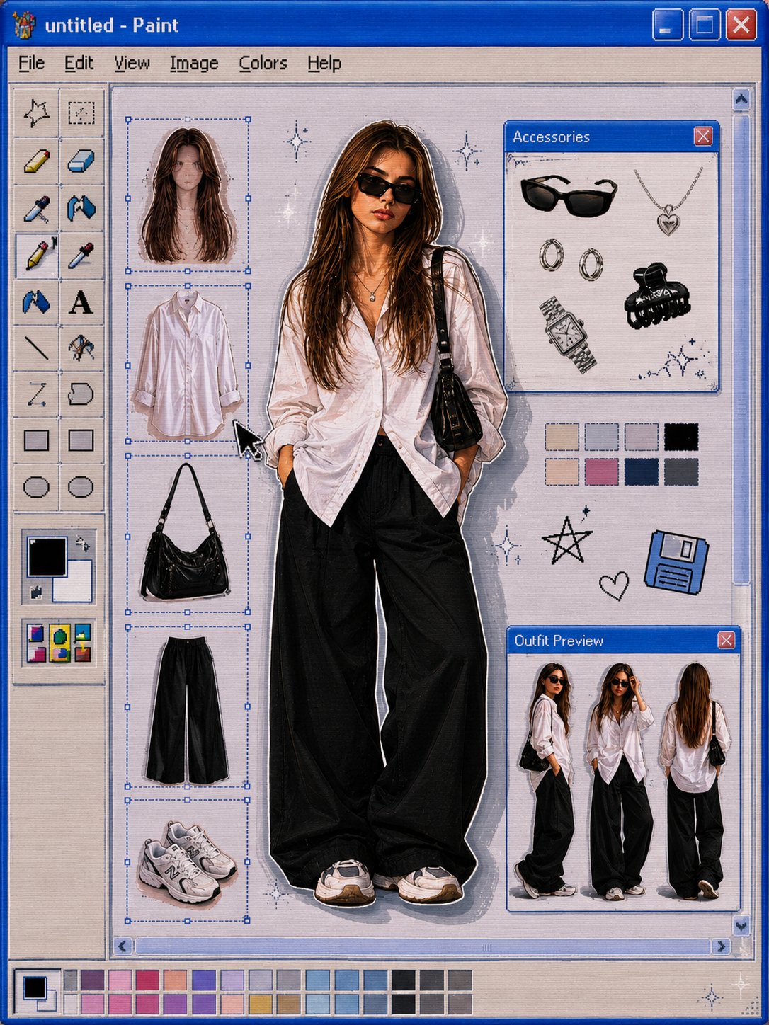 复古Windows画图板换装界面穿搭生成 / Retro Windows Ms Paint Outfit Builder Aesthetic，UI 与社交媒体截图，时尚、UI、截图，案例输出图 2