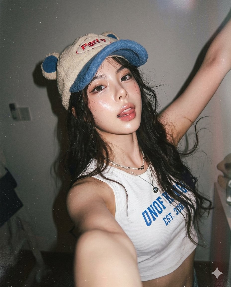90年代一次性相机感室内抓拍自拍 / 90s Disposable Camera Candid Indoor Snapshot Selfie，人像与摄影，35mm、人像、时尚，案例输出图 2