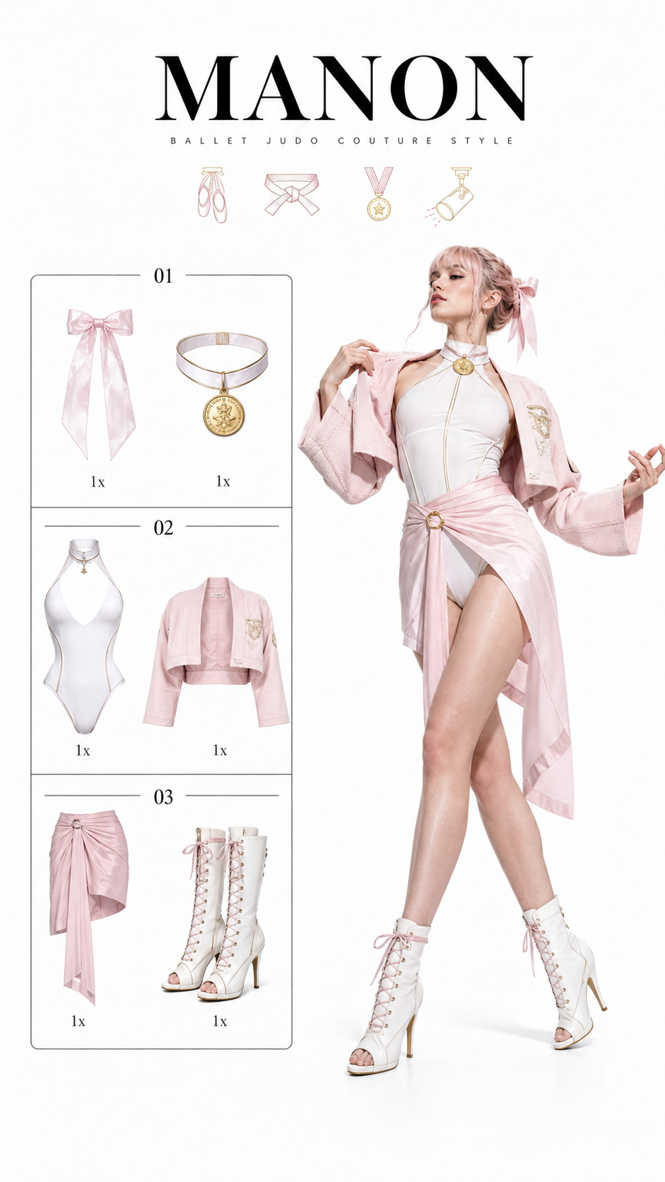 玛侬时尚芭蕾柔道风 cos 装 / Manon Fashionable Ballet Judo Cosplay,角色设计,时尚、角色、二次元,案例输出图 1