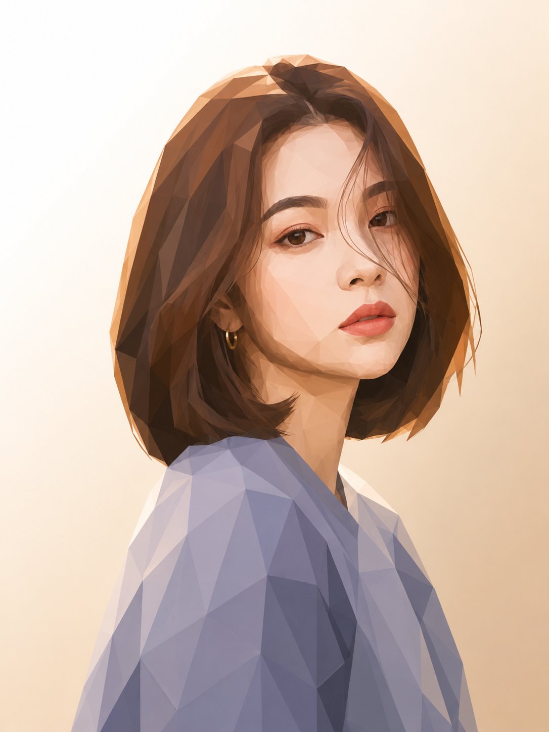 半身低多边形肖像插画 / Half Body Low Poly Portrait Illustration，人像与摄影，人像、插画、极简，案例输出图 2