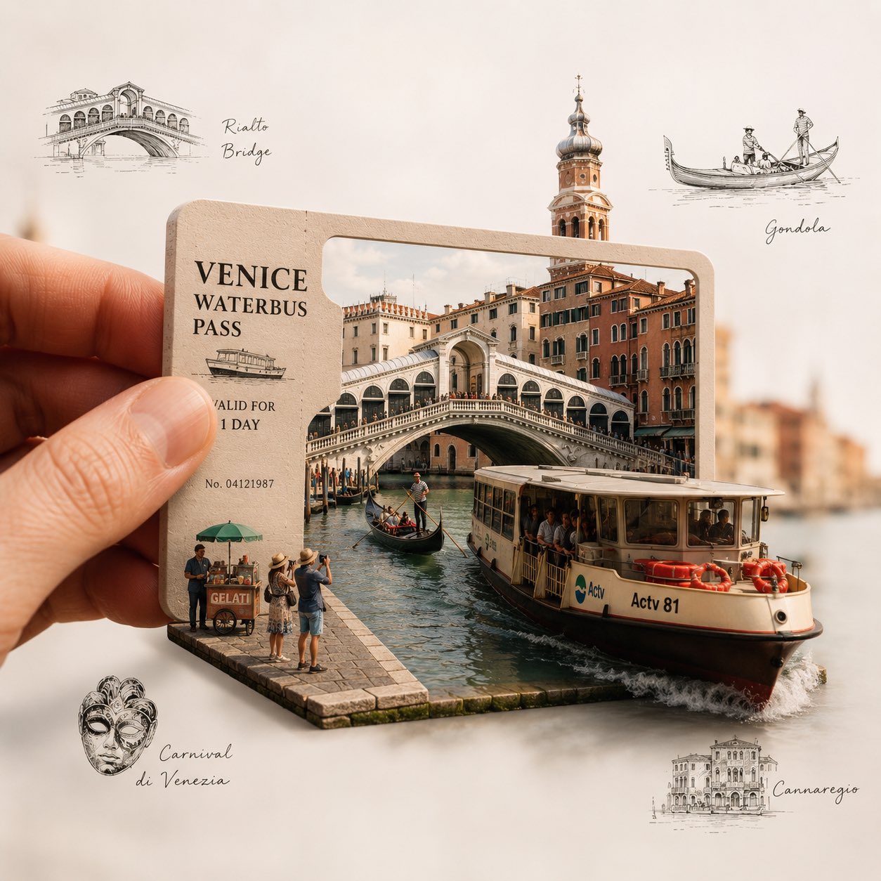 城市门票微缩景观艺术插画 / Premium Travel Art City Ticket Portal，人像与摄影，人像、电影感、时尚，案例输出图 2