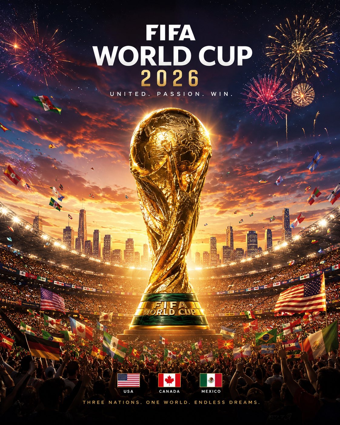 2026世界杯官方风格电影感海报 / Fifa World Cup 2026 Official Style Cinematic Poster,人像与摄影,人像、电影感、海报,案例输出图 1