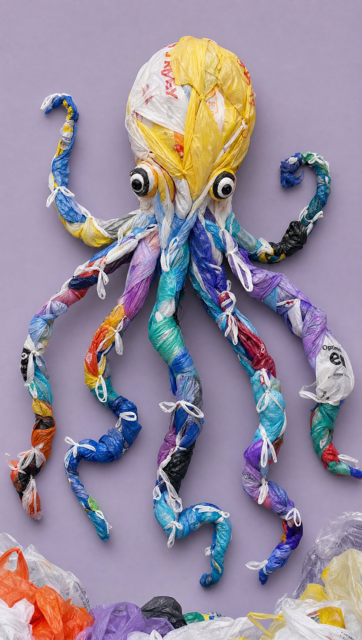 创意回收塑料袋海洋生物雕塑 / Creative Recycled Plastic Bag Sea Animal Sculpture，人像与摄影，人像、品牌、竖版，案例输出图 2
