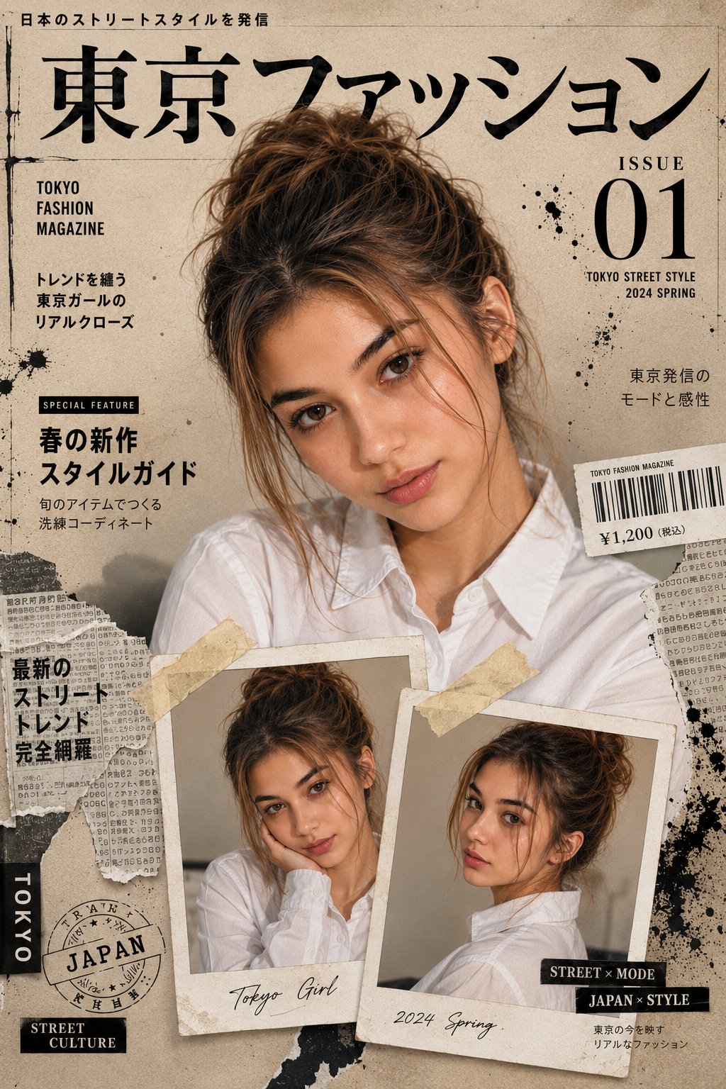 8K超电影感日系时尚杂志封面拼贴 / 8k Ultra Cinematic Japanese Fashion Magazine Cover,人像与摄影,人像、电影感、时尚,案例输出图 1