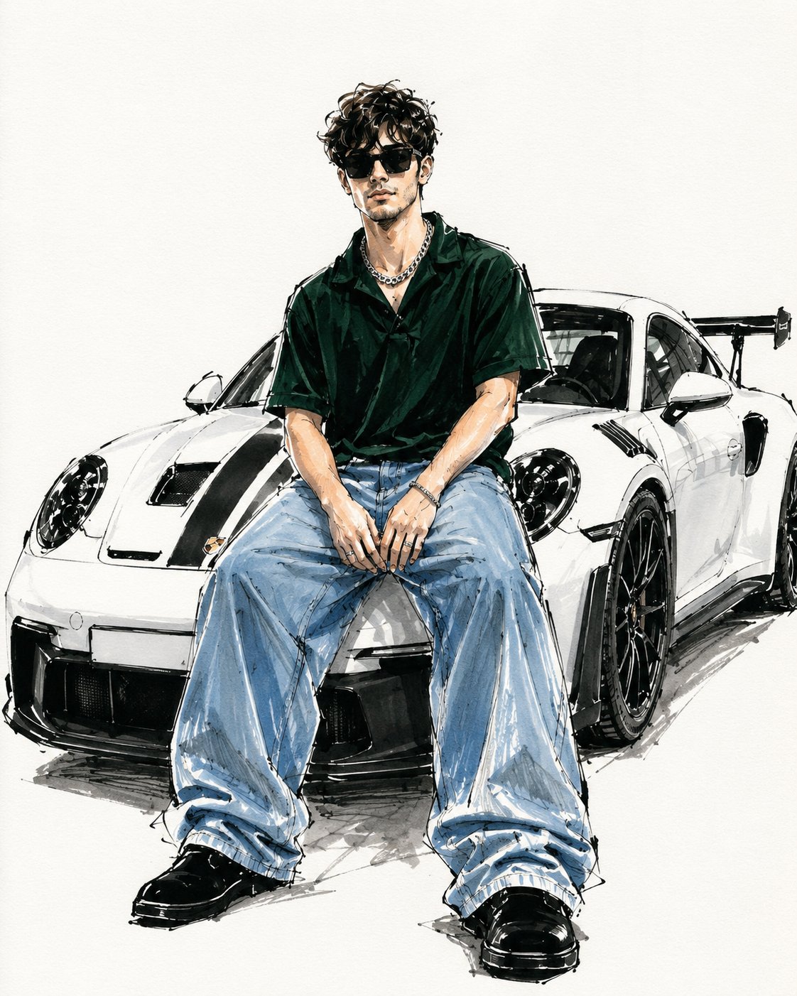 Vogue风格时尚插画简约手绘素描 / Vogue Style Fashion Illustration Minimalist Sketch,人像与摄影,人像、时尚、插画,案例输出图 1