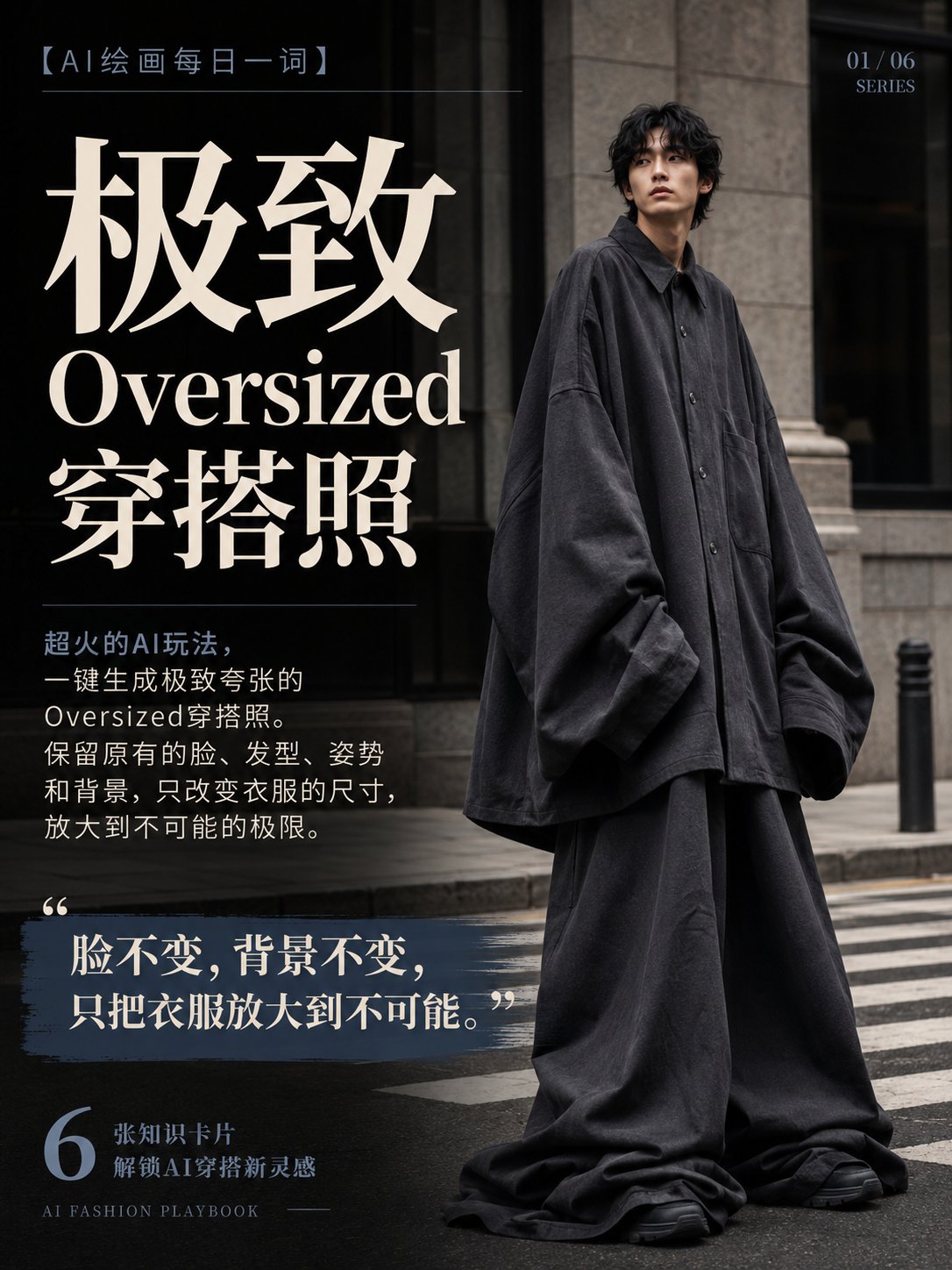 极致大廓形宽大服装风格转换 / Extreme Oversized Fashion Outfit Transformation，人像与摄影，人像、时尚、人像与摄影，案例输出图 1