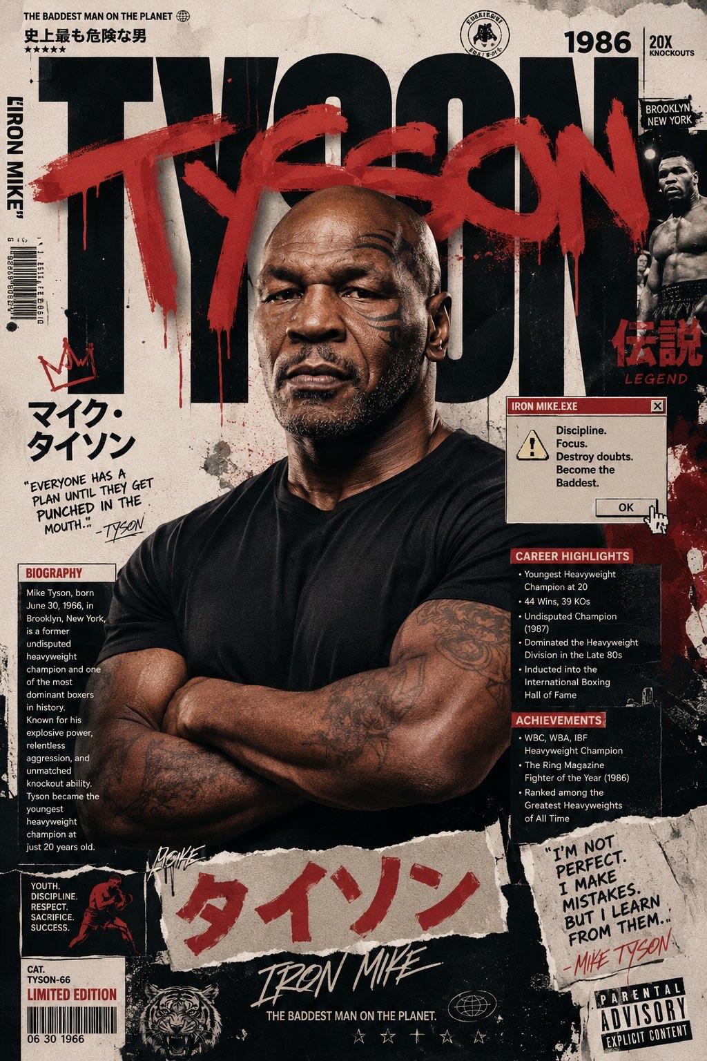 泰森顶级现代日系街头艺术海报 / Ultra Premium Modern Japanese Street Art Tyson Poster，人像与摄影，人像、时尚、海报，案例输出图 1