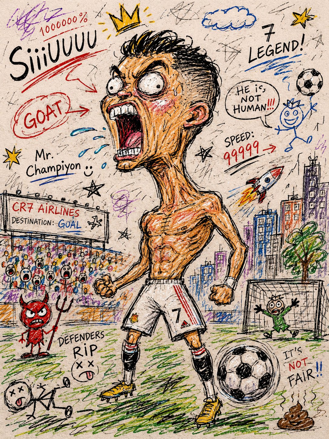 混乱搞怪丑萌马克笔简笔画插画 / Chaotic Funny Doodle Illustration Style，人像与摄影，人像、插画、人像与摄影，案例输出图 2