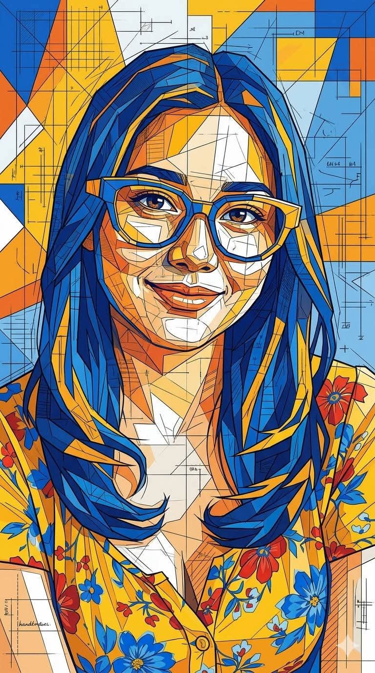 极精细几何马赛克立方主义建筑蓝图肖像 / Ultra Detailed Geometric Mosaic Cubist Portrait，角色设计，人像、时尚、插画，案例输出图 2