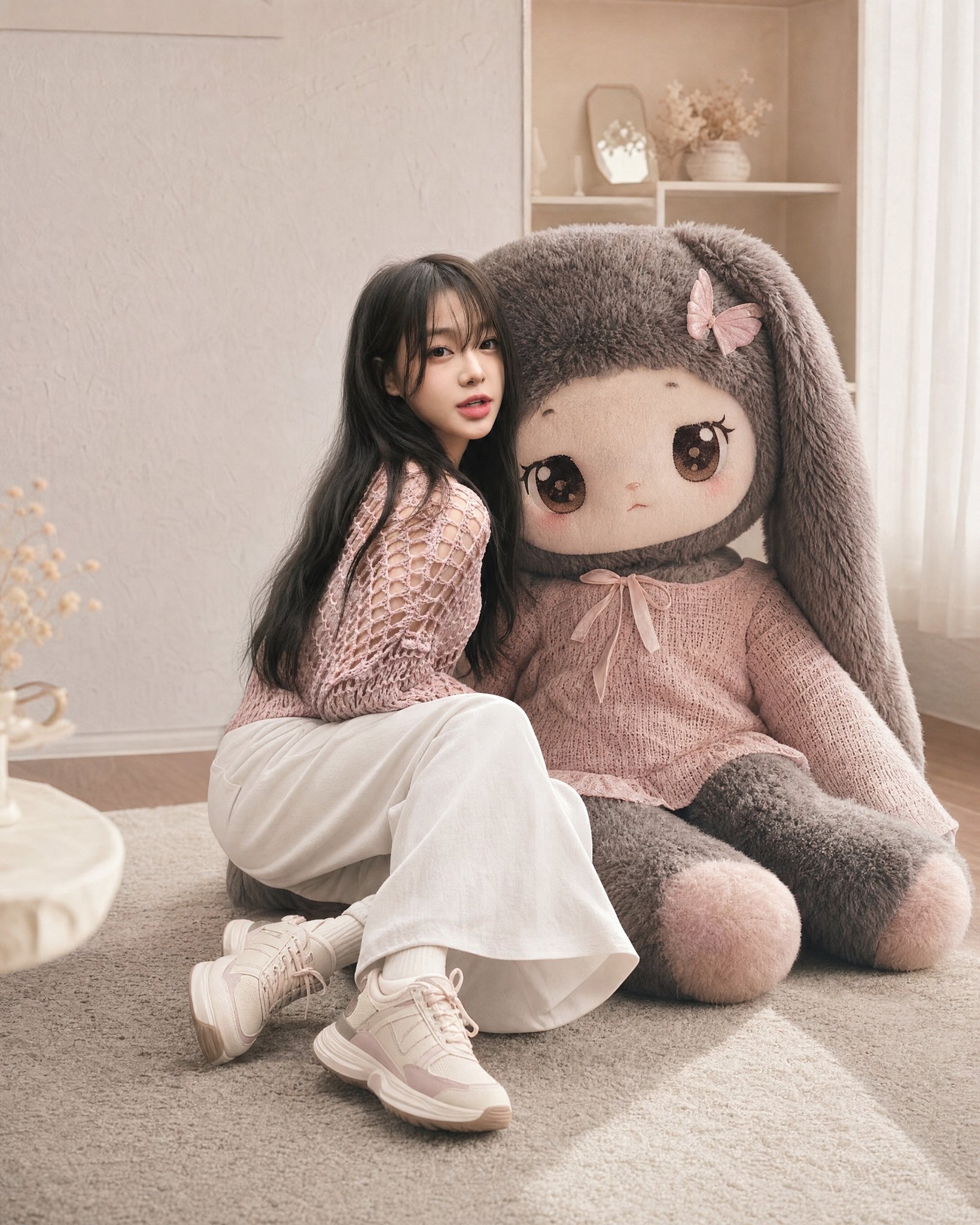 人物特质关联定制巨型毛绒公仔写真 / Custom Plush Companion Identity Reference Portrait,角色设计,人像、时尚、角色,案例输出图 1