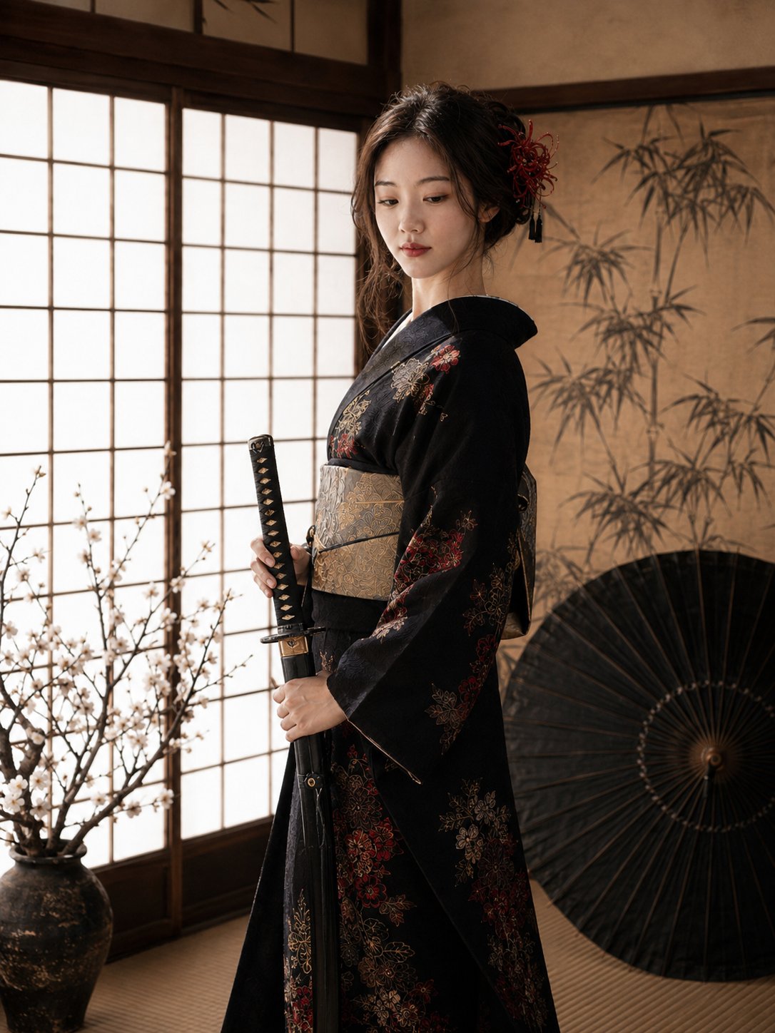 黑道千金高级和风写真 / Yakuza Heiress High End Japanese Style Photoshoot，角色设计，人像、时尚、海报，案例输出图 2