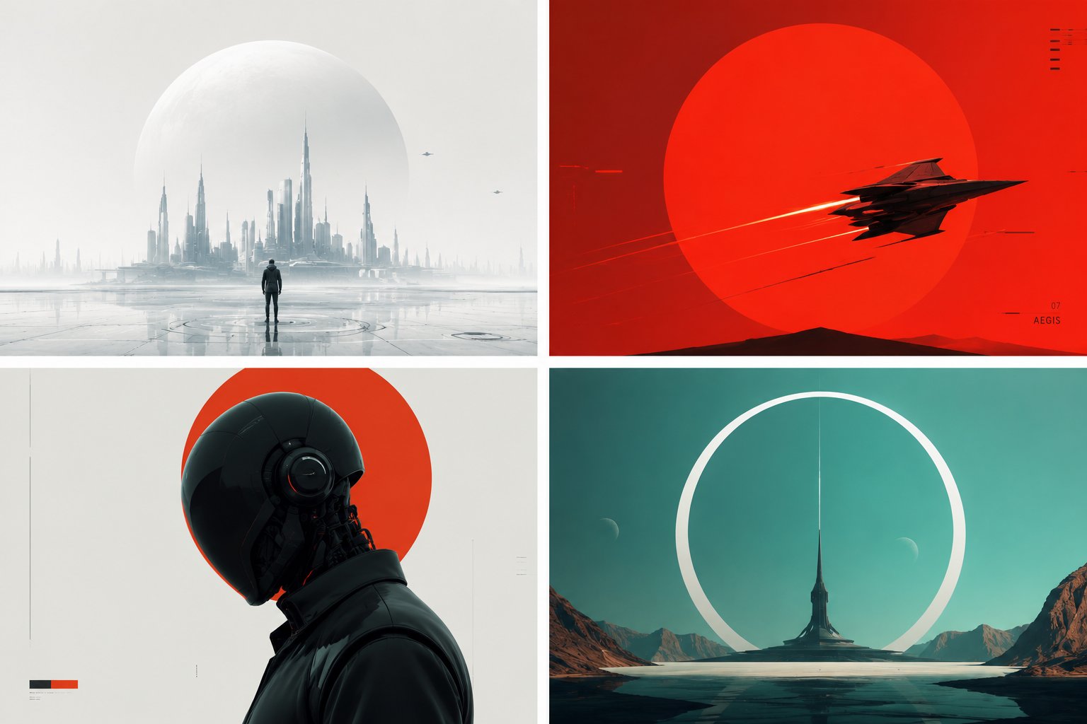 极简未来风格化视觉概念设计 / Minimalist Futuristic Stylized Art，海报与插画，海报、插画、城市视觉，案例输出图 1