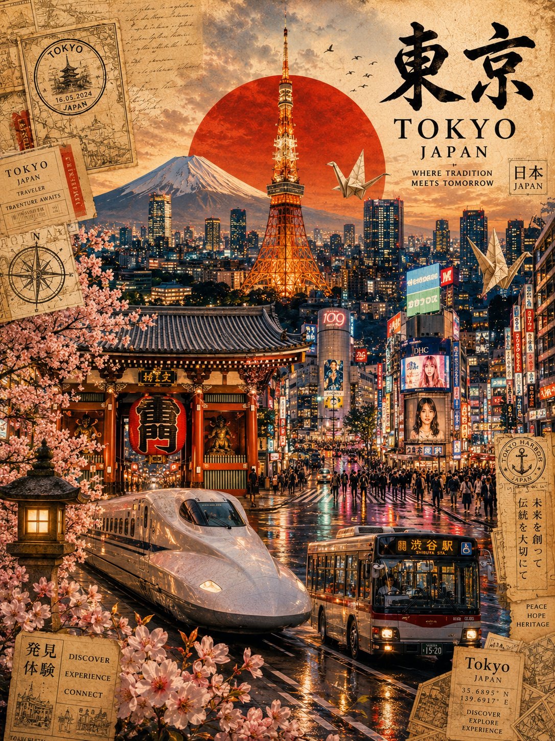 长崎日本复古现代电影感旅行海报 / Nagasaki Japan Vintage Modern Travel Poster，人像与摄影，人像、电影感、时尚，案例输出图 2