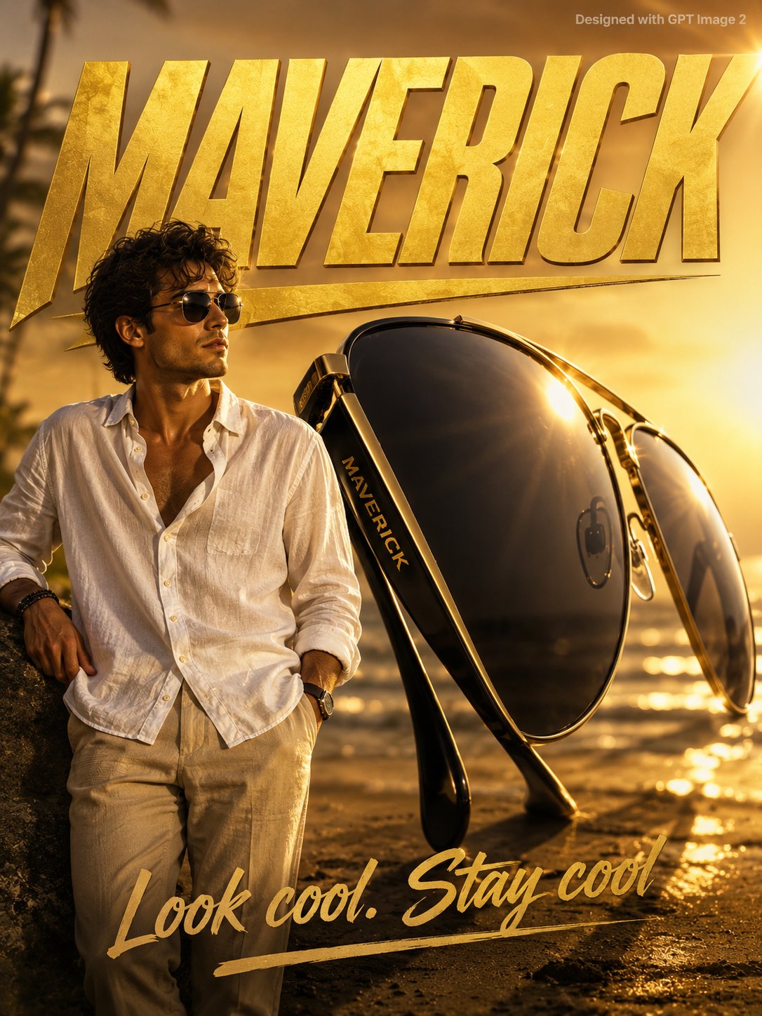 酷炫时尚生活方式广告海报 / Maverick Sunglasses Lifestyle Advertisement Poster,人像与摄影,人像、时尚、海报,案例输出图 1
