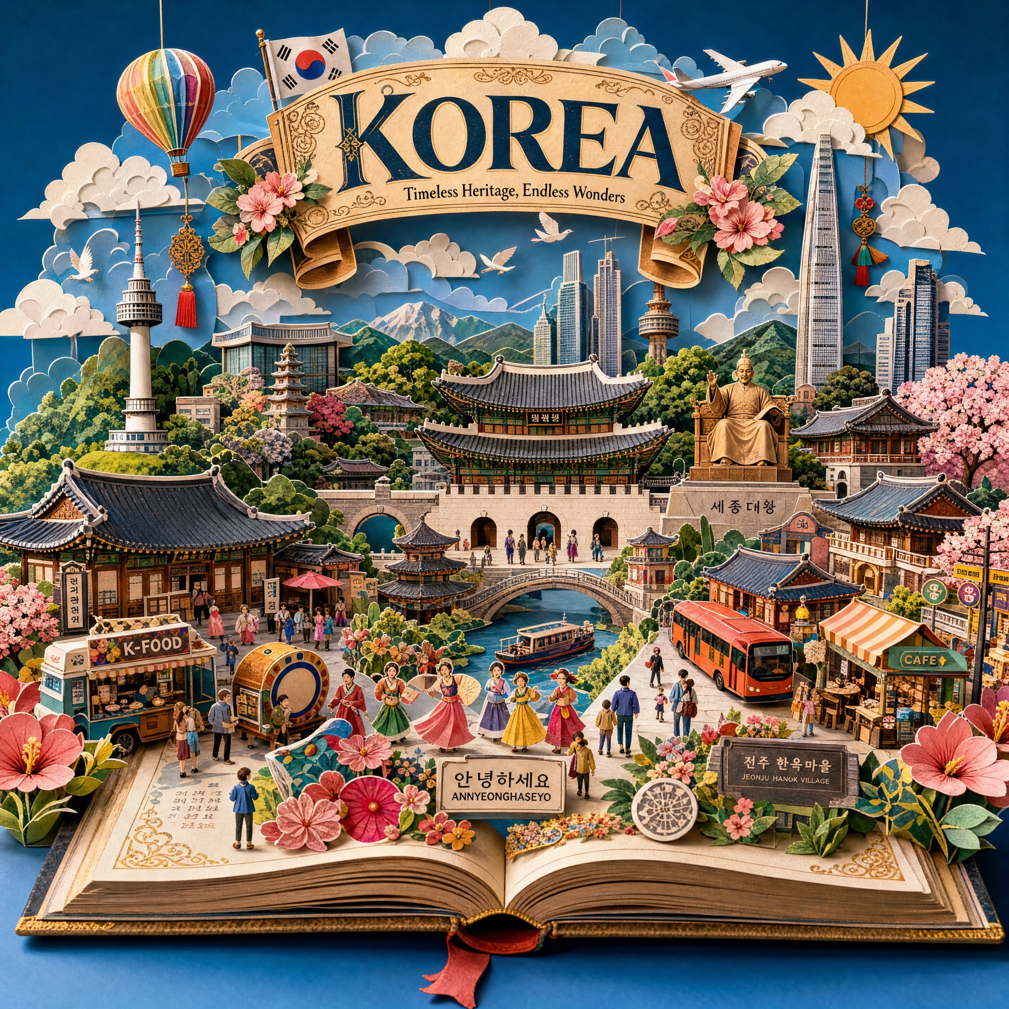 复古纸艺立体书目的地微缩景观 / Vintage 3d Popup Storybook Travel Illustration,海报与插画,时尚、海报、插画,案例输出图 1