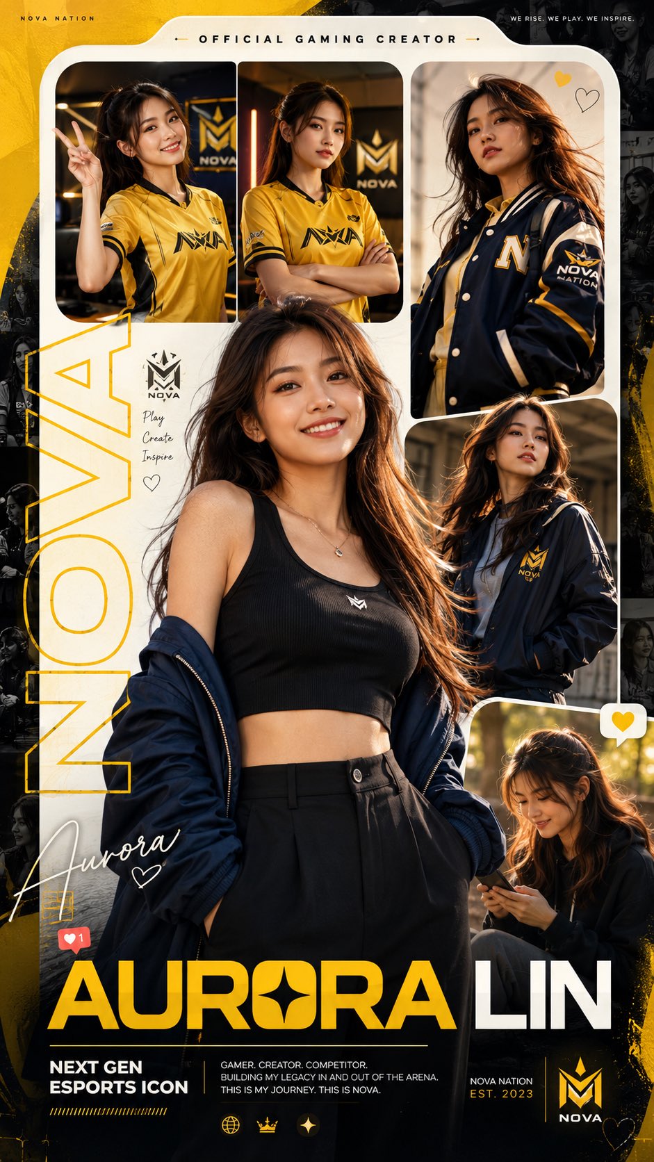 奢华电竞博主杂志风海报 / Luxury Gaming Influencer Editorial Poster,人像与摄影,人像、时尚、海报,案例输出图 1