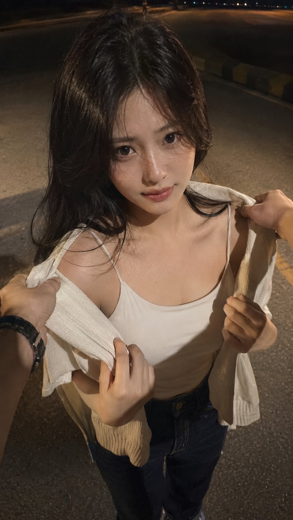 手机视角写实夜晚约会第一人称肖像 / Realistic Night Date Pov Smartphone Portrait，角色设计，35mm、人像、电影感，案例输出图 2