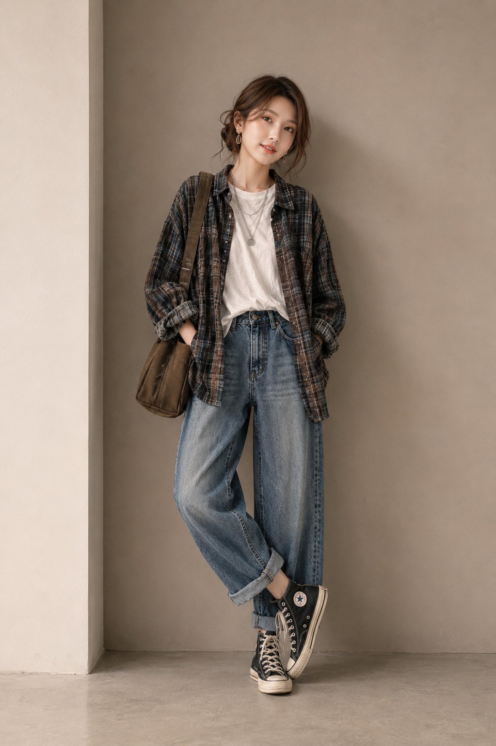 极简背景东亚女性街头时尚全身人像 / Ultra Realistic East Asian Woman Fashion Portrait,角色设计,人像、时尚、角色,案例输出图 1