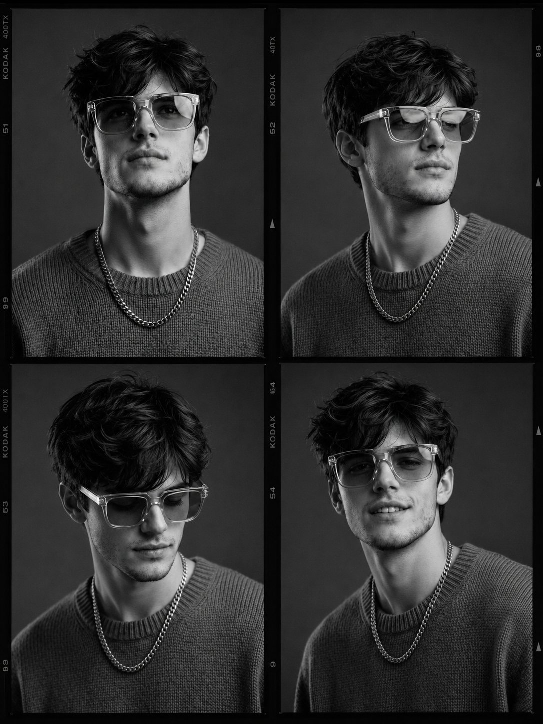 黑白时尚模特试镜联排人像 / Black And White Fashion Casting Contact Sheet 1780994801878,模型对比与社区,35mm、人像、时尚,案例输出图 1