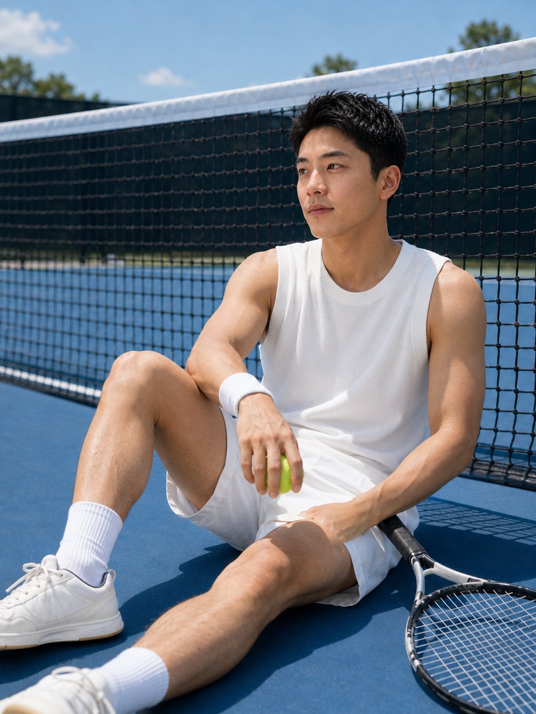 盛夏网球少年运动写真大片 / Summer Tennis Boy Sports Fashion Photography，角色设计，35mm、人像、时尚，案例输出图 2