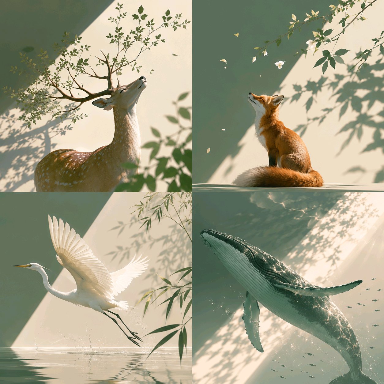 极简北欧绿意现代艺术杂志封面插画 / Minimalist Modern Art Magazine Cover Illustration Green Palette,海报与插画,海报、插画、极简,案例输出图 1