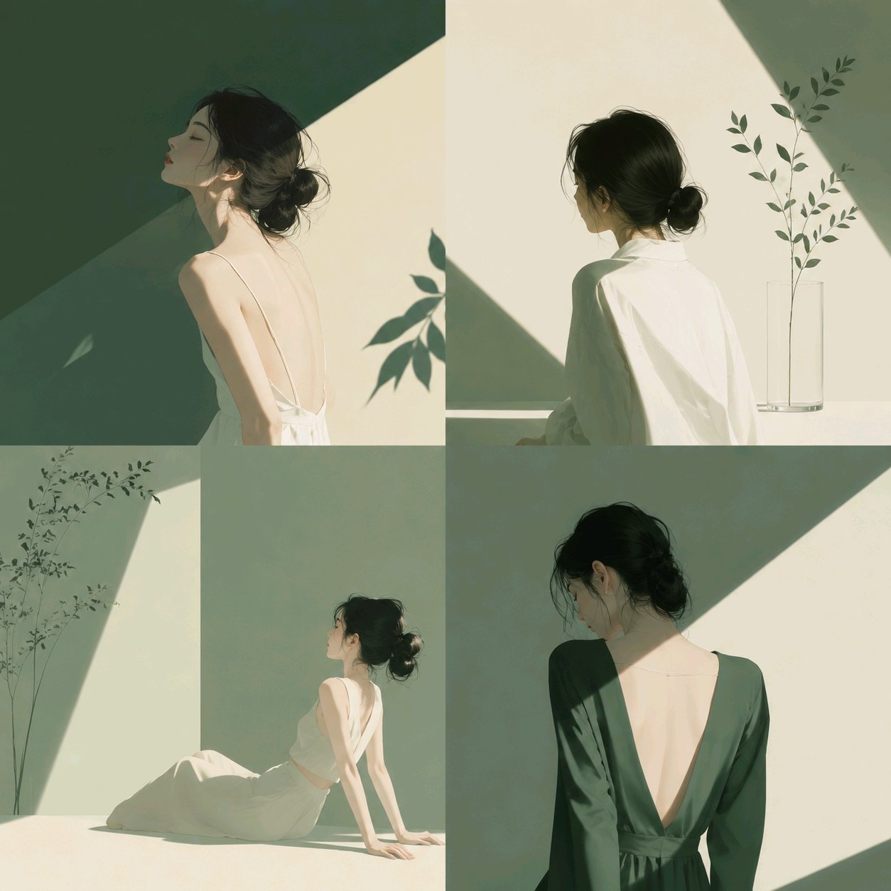 极简北欧绿意现代艺术杂志封面插画 / Minimalist Modern Art Magazine Cover Illustration Green Palette，海报与插画，海报、插画、极简，案例输出图 2