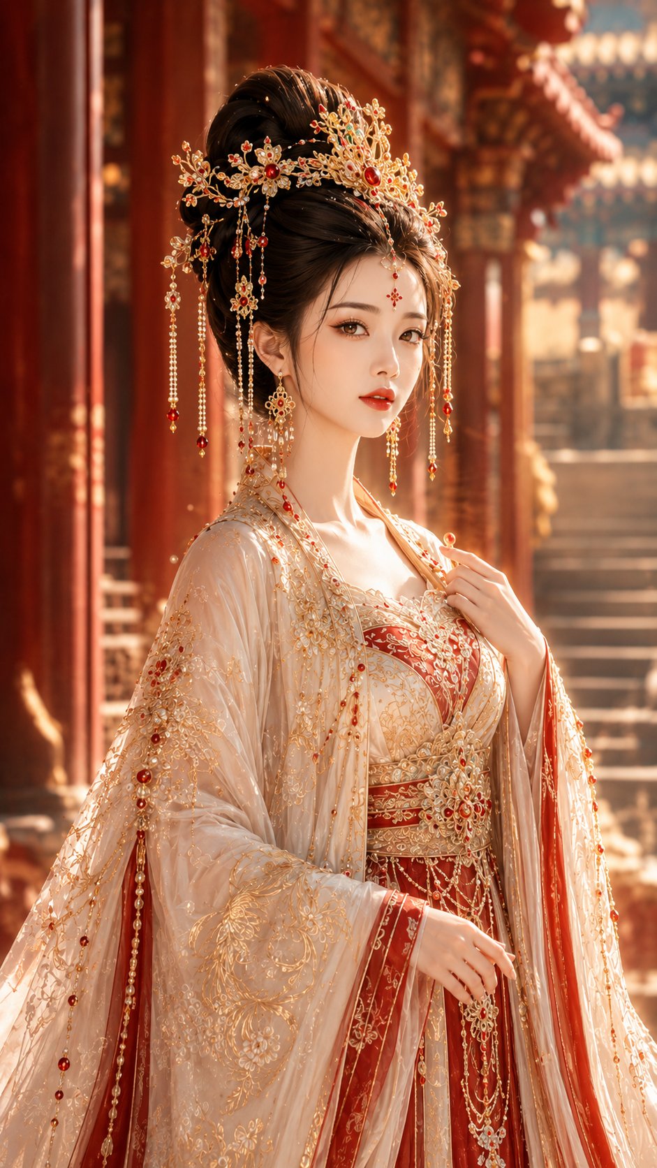华丽唐风幻想古装宫廷女主海报 / Tang Dynasty Fantasy Palace Beauty Poster,角色设计,海报、角色、城市视觉,案例输出图 1
