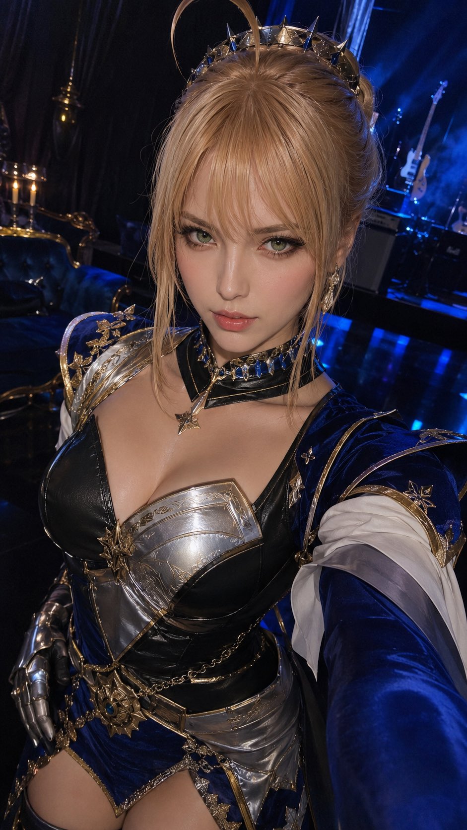 超写实手机抓拍暗黑摇滚高定女装 / Ultra Realistic Candid Smartphone Dark Glam Rock Portrait，角色设计，人像、时尚、角色，案例输出图 2