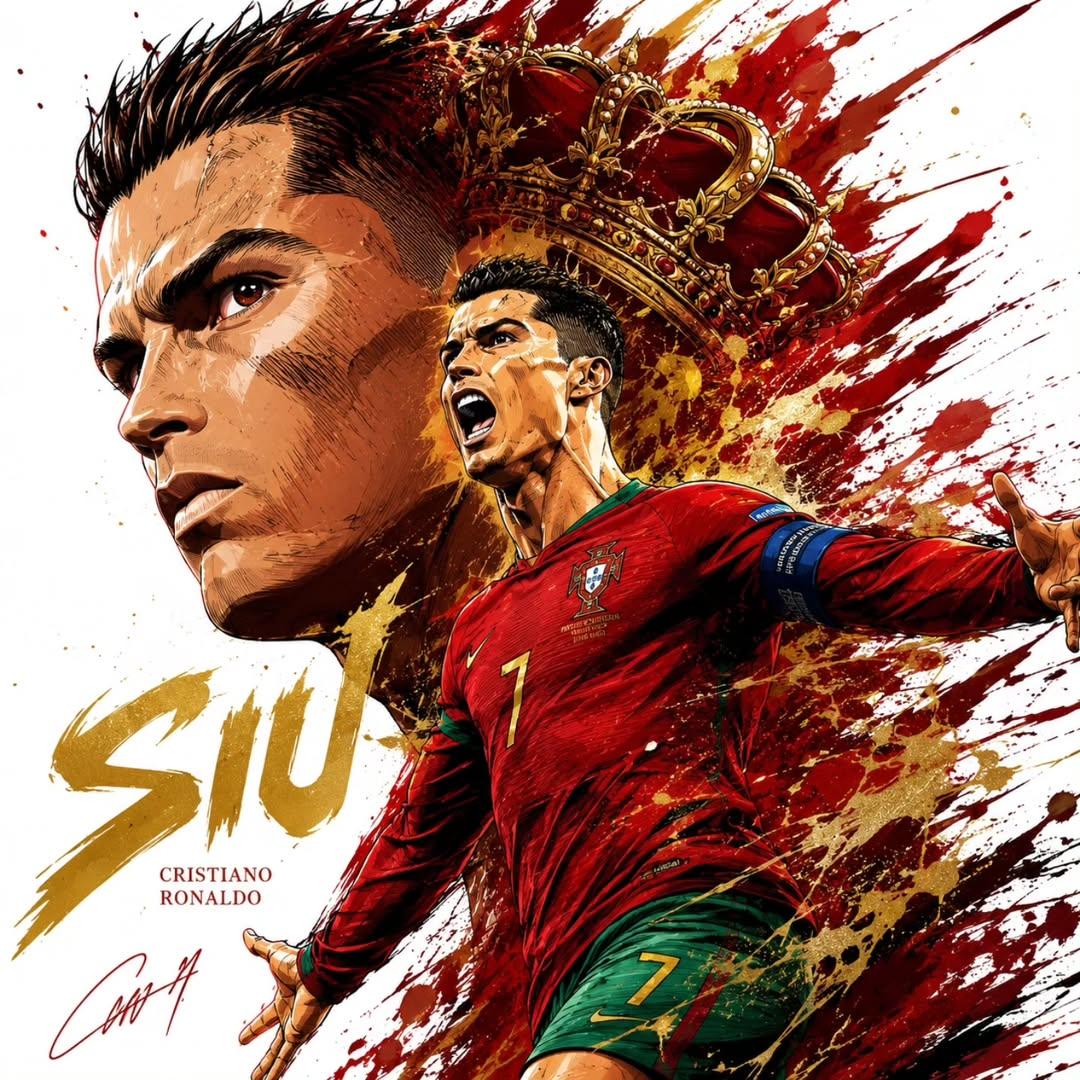 足球巨星动感体育插画海报 / Ultra Detailed Sports Football Superstar Illustration Poster,角色设计,人像、电影感、海报,案例输出图 1