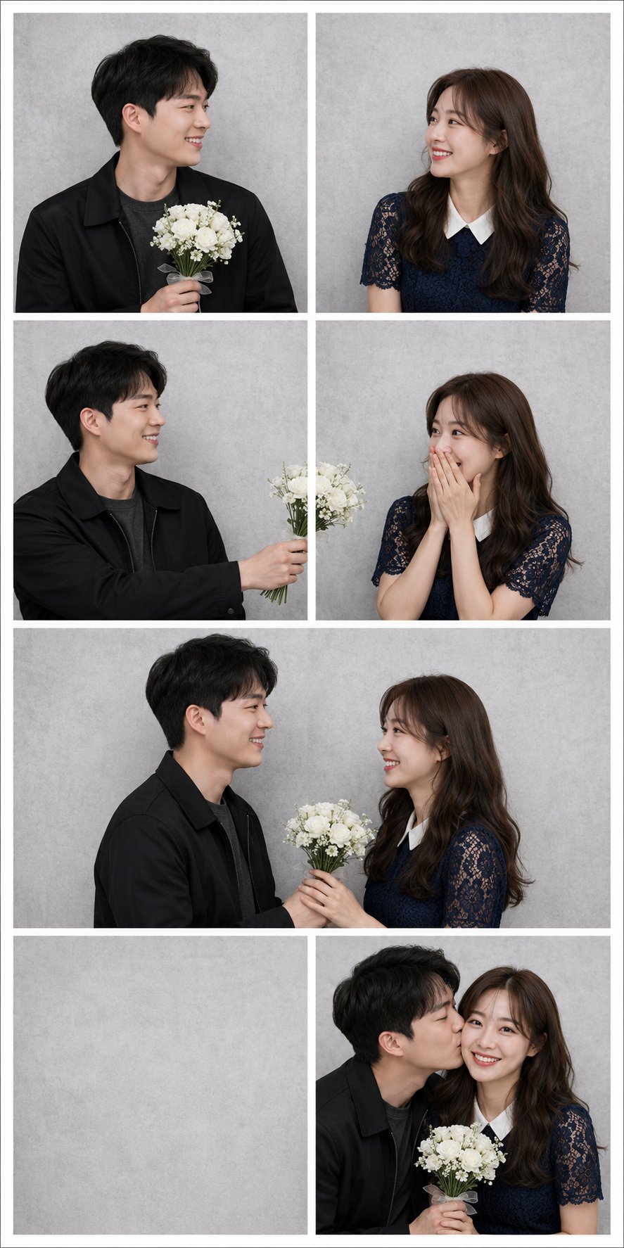 浪漫东亚情侣大头贴四格照片条 / Romantic East Asian Couple Photo Booth Strip,人像与摄影,人像、极简、竖版,案例输出图 1