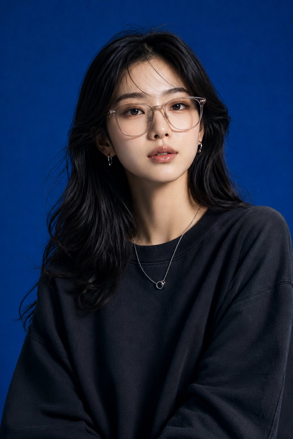 高端日韩街头时尚蓝底摄影 / High End Japanese Korean Fashion Studio Portrait Blue Backdrop,角色设计,35mm、人像、时尚,案例输出图 1