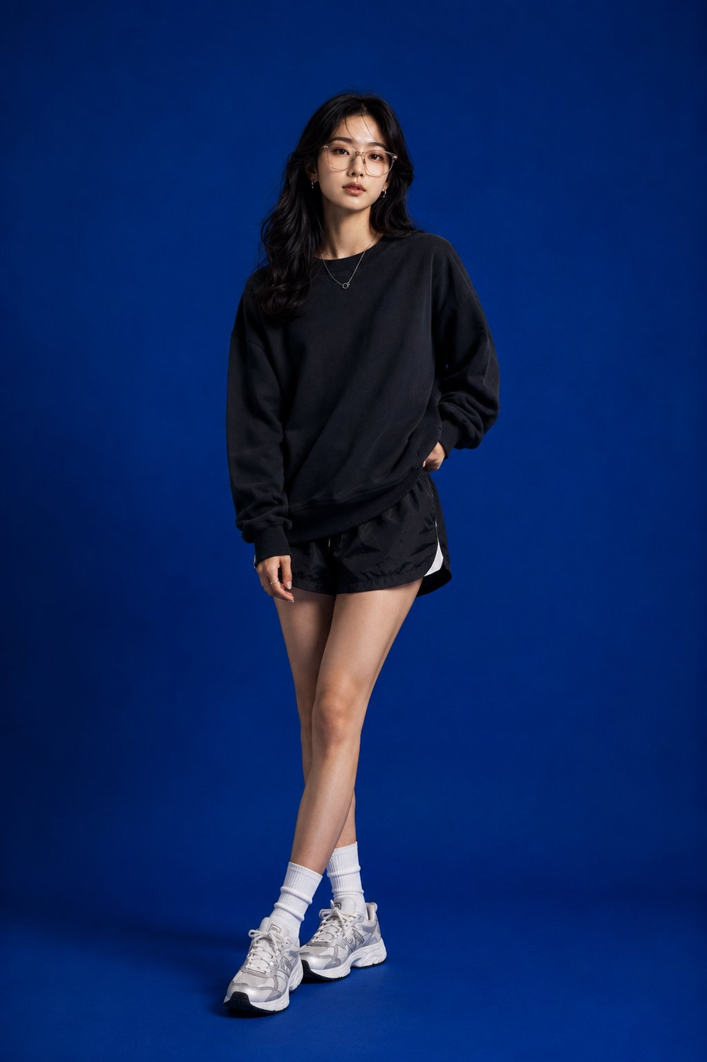 高端日韩街头时尚蓝底摄影 / High End Japanese Korean Fashion Studio Portrait Blue Backdrop，角色设计，35mm、人像、时尚，案例输出图 2