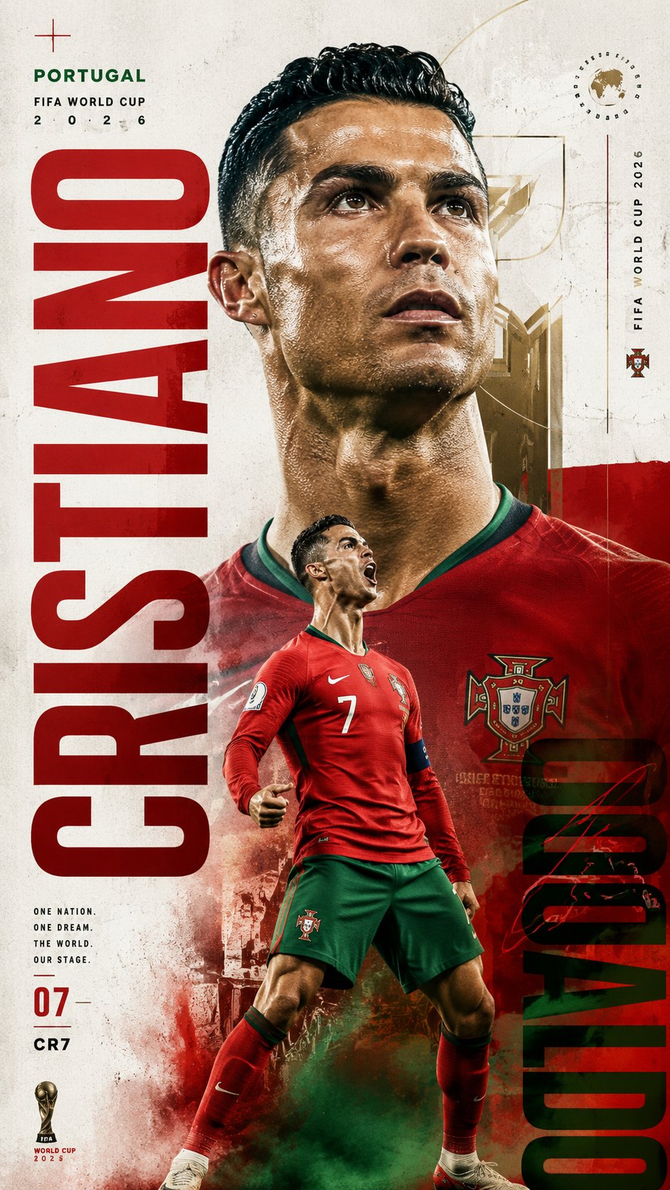 极简社论风足球明星海报设计 / Minimal Editorial Football Poster Ronaldo 2026,人像与摄影,人像、电影感、时尚,案例输出图 1