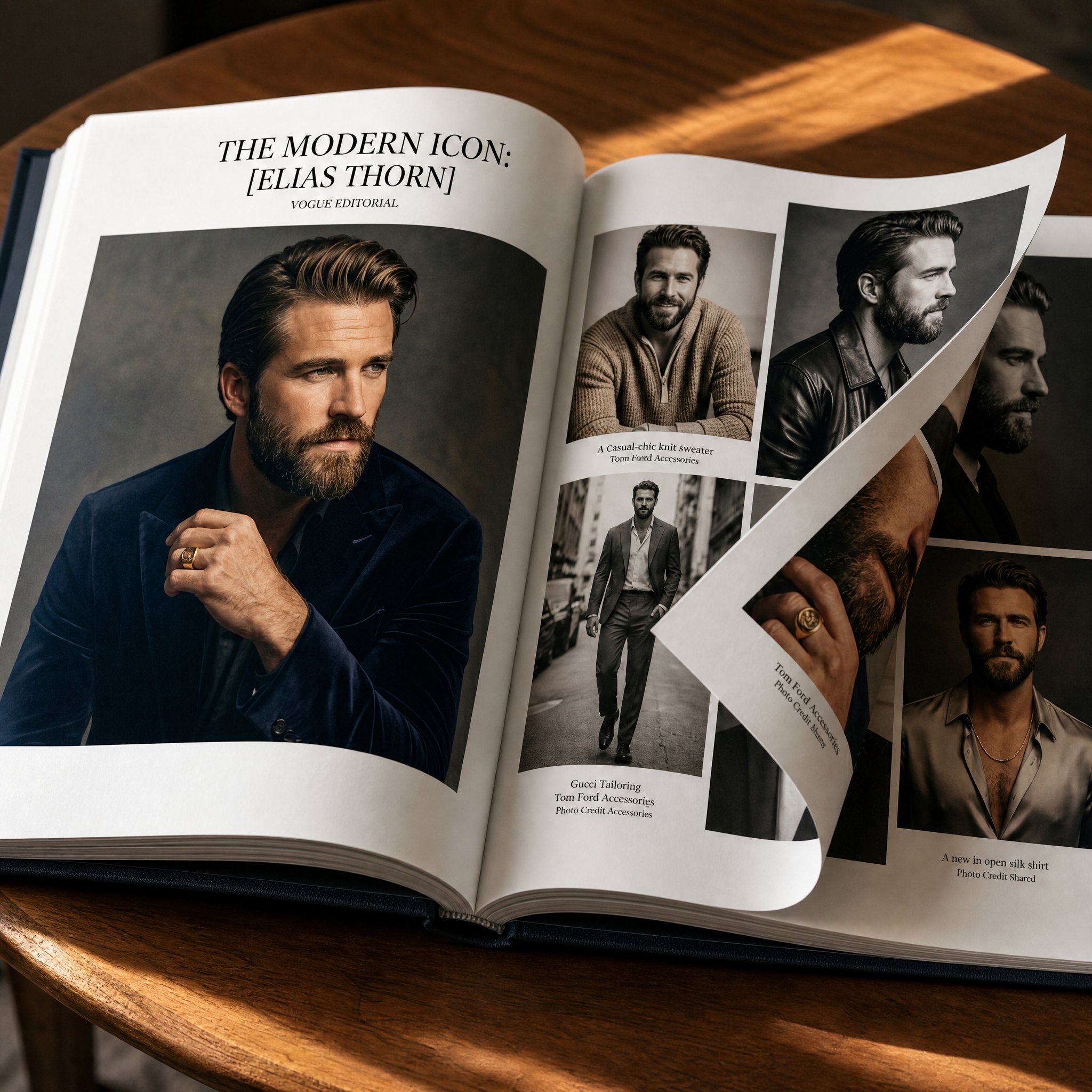 豪华精装摄影书翻开页面的时尚人像 / Luxury Coffee Table Book Editorial Portraits,人像与摄影,人像、时尚、品牌,案例输出图 1