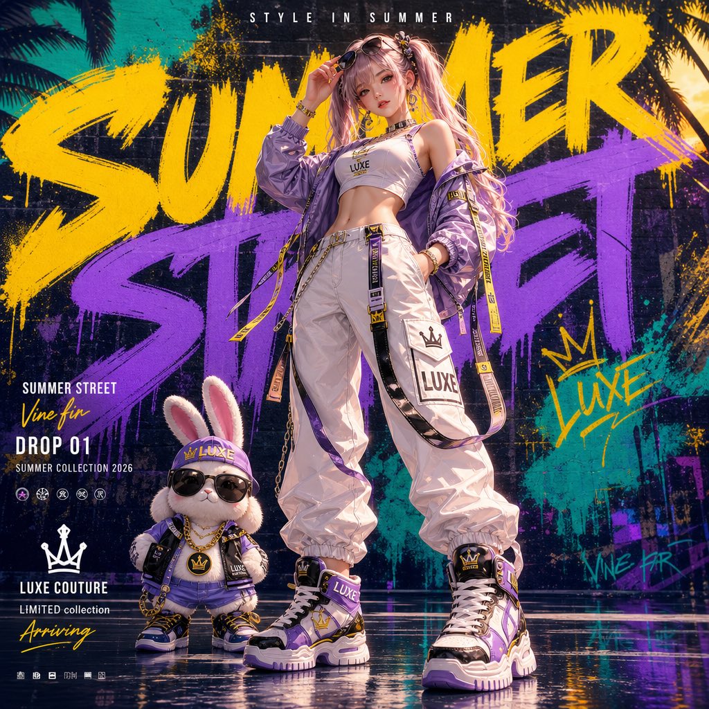 高端动漫写实街头时尚海报 / High End Anime Realistic Streetwear Poster,角色设计,电影感、时尚、海报,案例输出图 1