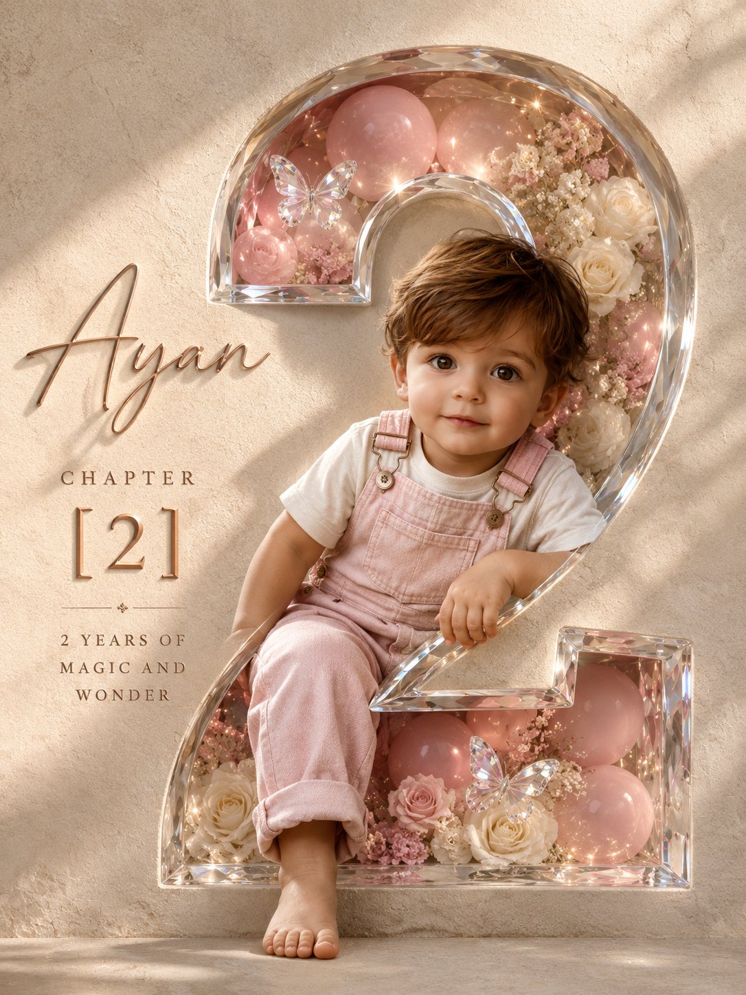 高端豪华3D水晶生日海报 / Professional Luxury 3d Birthday Poster Prompt，人像与摄影，人像、电影感、时尚，案例输出图 1
