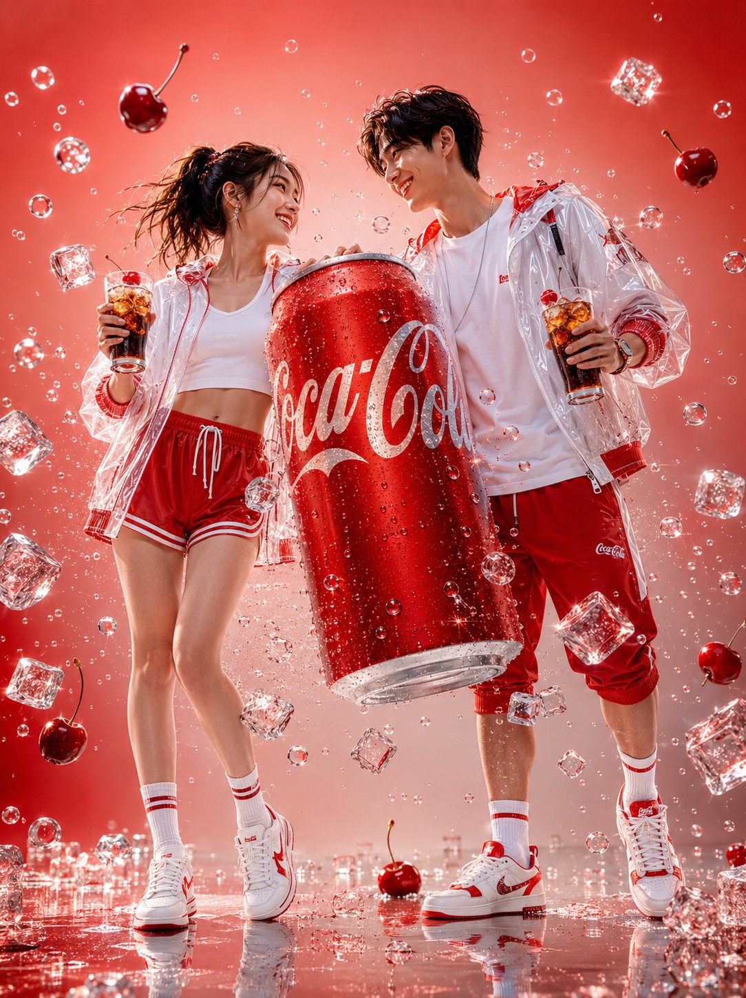 可口可乐主题日系情侣潮流商业摄影 / Coca Cola Japanese Couple 3d Render Photography,人像与摄影,人像、电影感、产品图,案例输出图 1