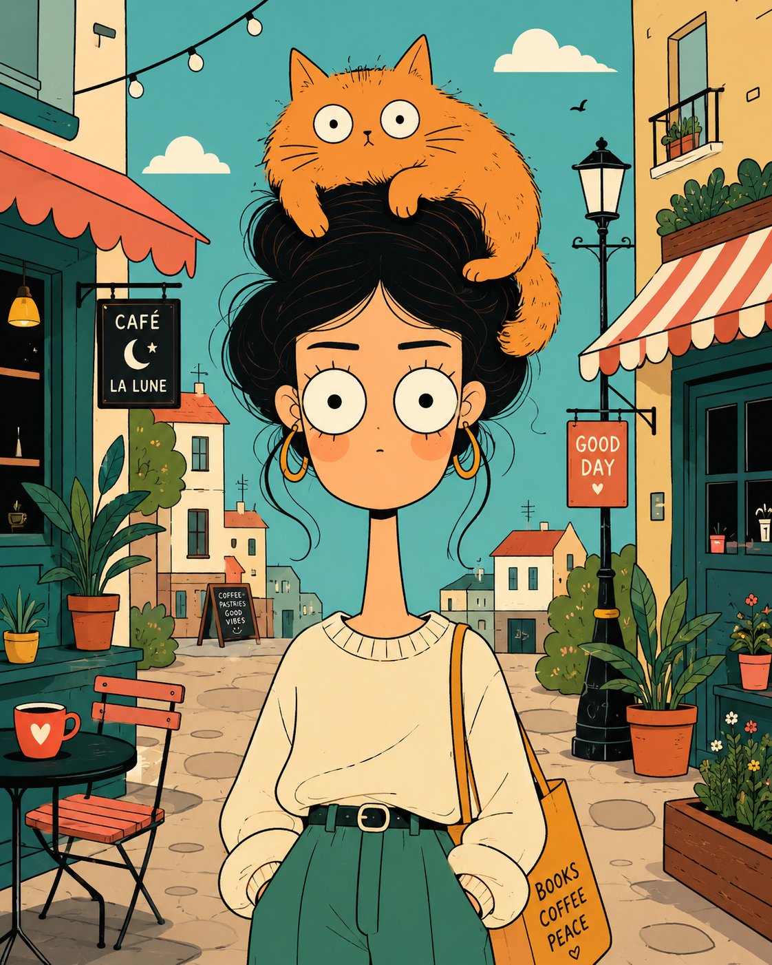 搞怪几何风格扁平卡通肖像海报 / Quirky Flat Cartoon Portrait Animal Hat，角色设计，人像、海报、插画，案例输出图 2