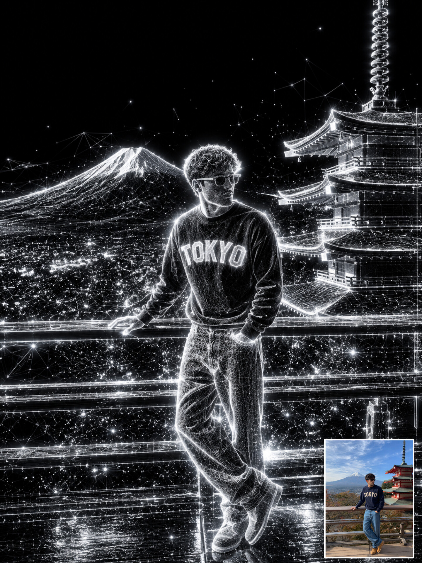 高端全息线框风格艺术效果 / Premium Holographic Wireframe Artwork，海报与插画，霓虹、海报、插画，案例输出图 2