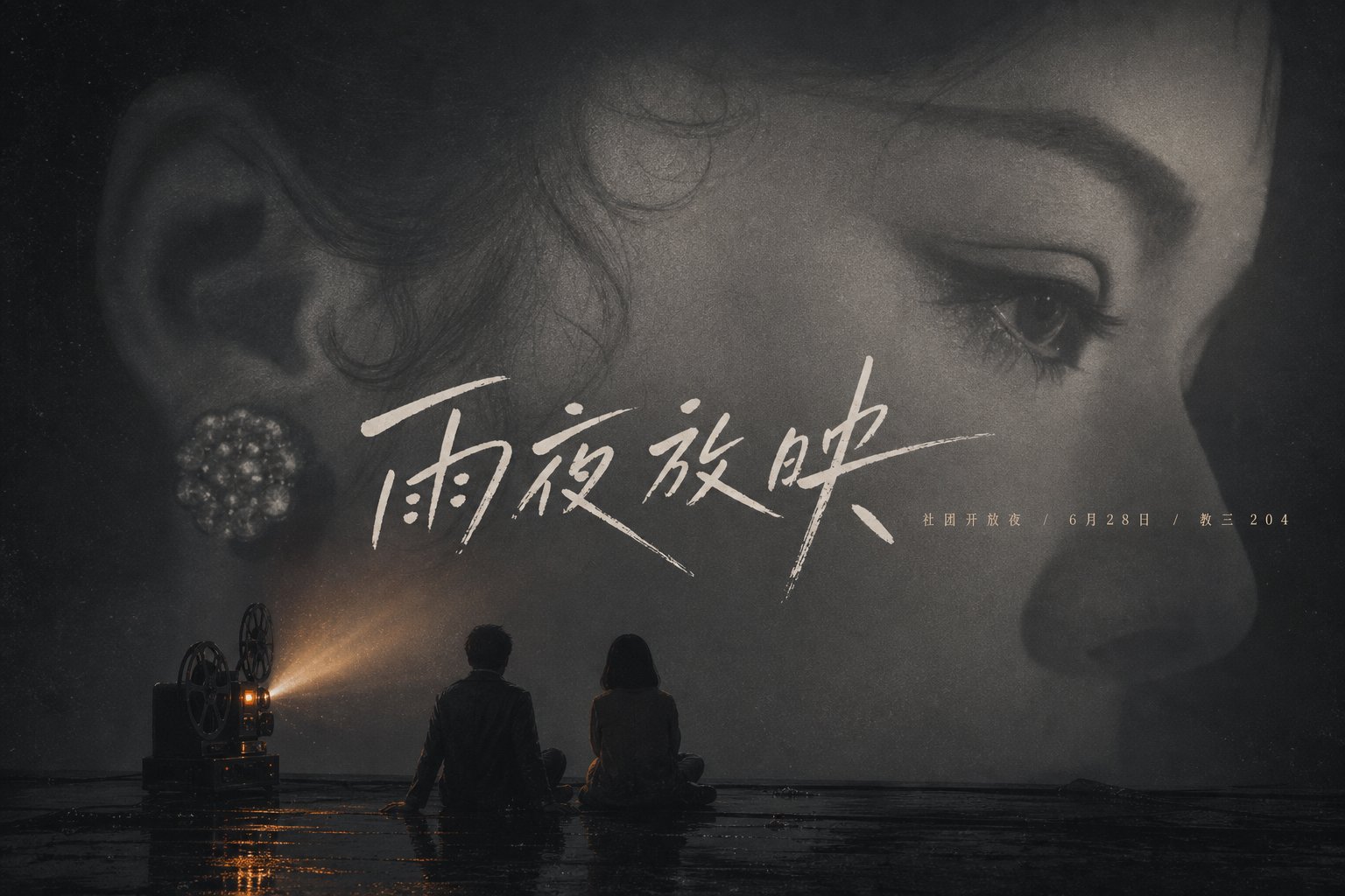 电影感叠影视觉海报生成提示词 / Cinematic Double Exposure Visual Poster,角色设计,35mm、电影感、海报,案例输出图 1