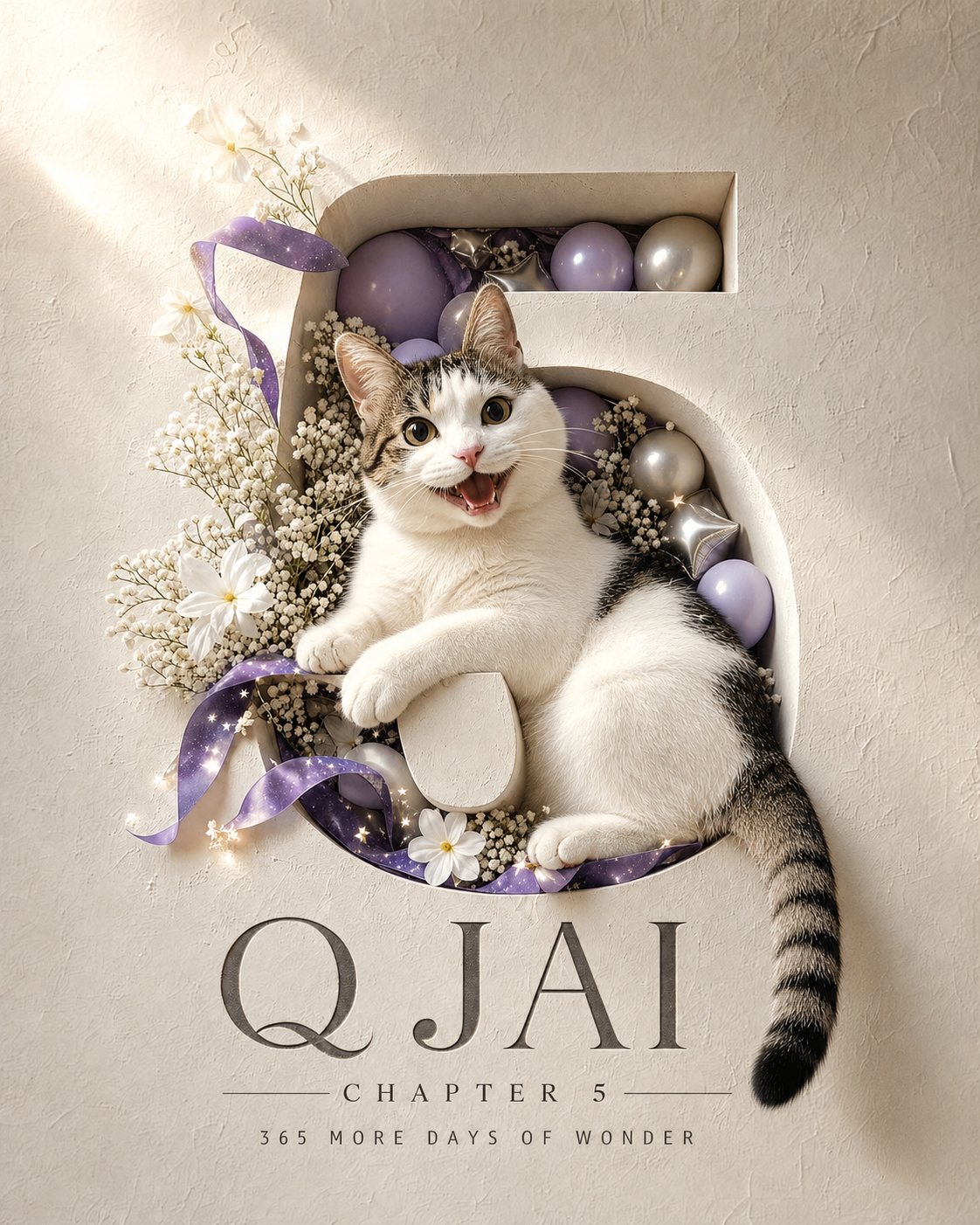 俏皮宇宙马卡龙色系猫咪三岁生日海报 / Playful Cosmic Pastel Cat Birthday Poster,人像与摄影,人像、电影感、海报,案例输出图 1