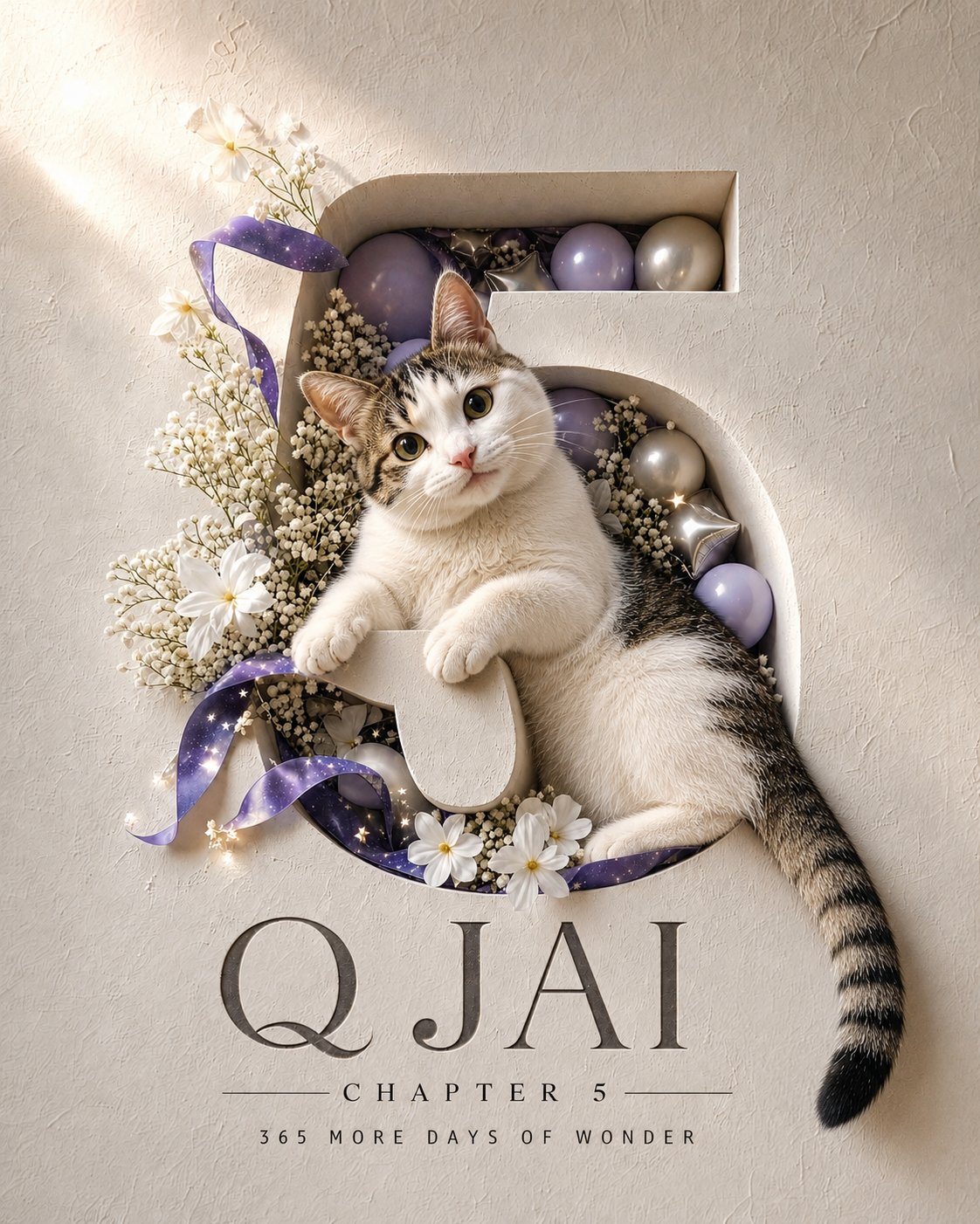 俏皮宇宙马卡龙色系猫咪三岁生日海报 / Playful Cosmic Pastel Cat Birthday Poster，人像与摄影，人像、电影感、海报，案例输出图 2