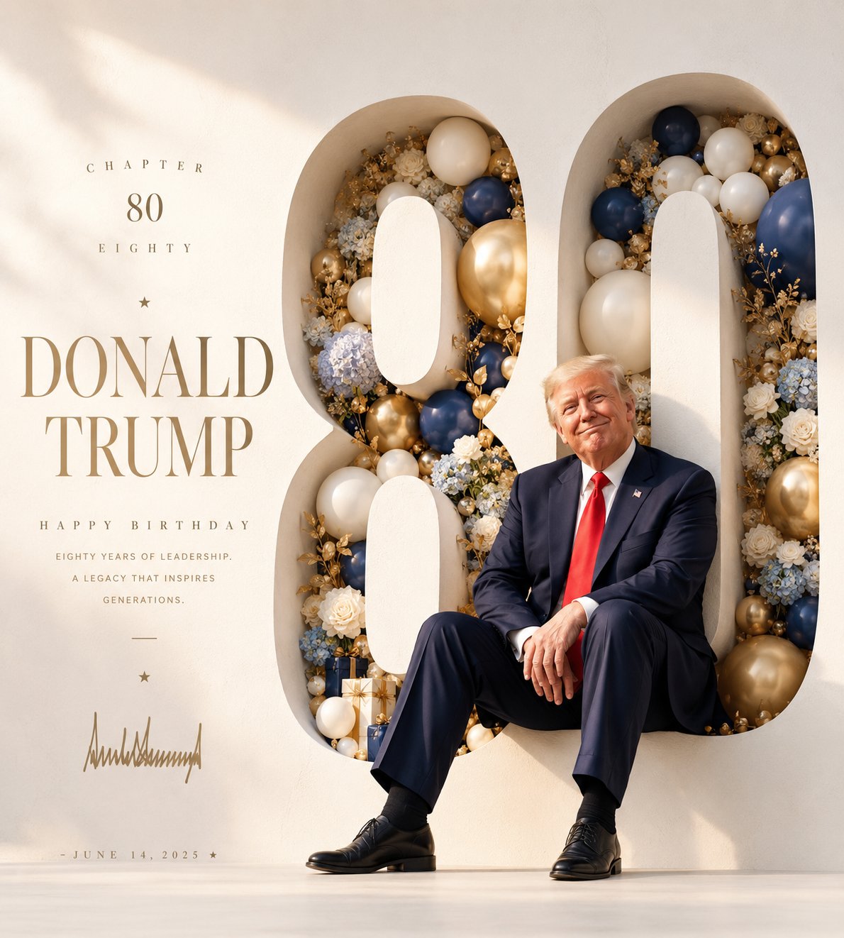 特朗普80岁生日3D立体纪念封面海报 / Trump 80th Birthday 3d Commemorative Cover Poster,角色设计,海报、角色、城市视觉,案例输出图 1