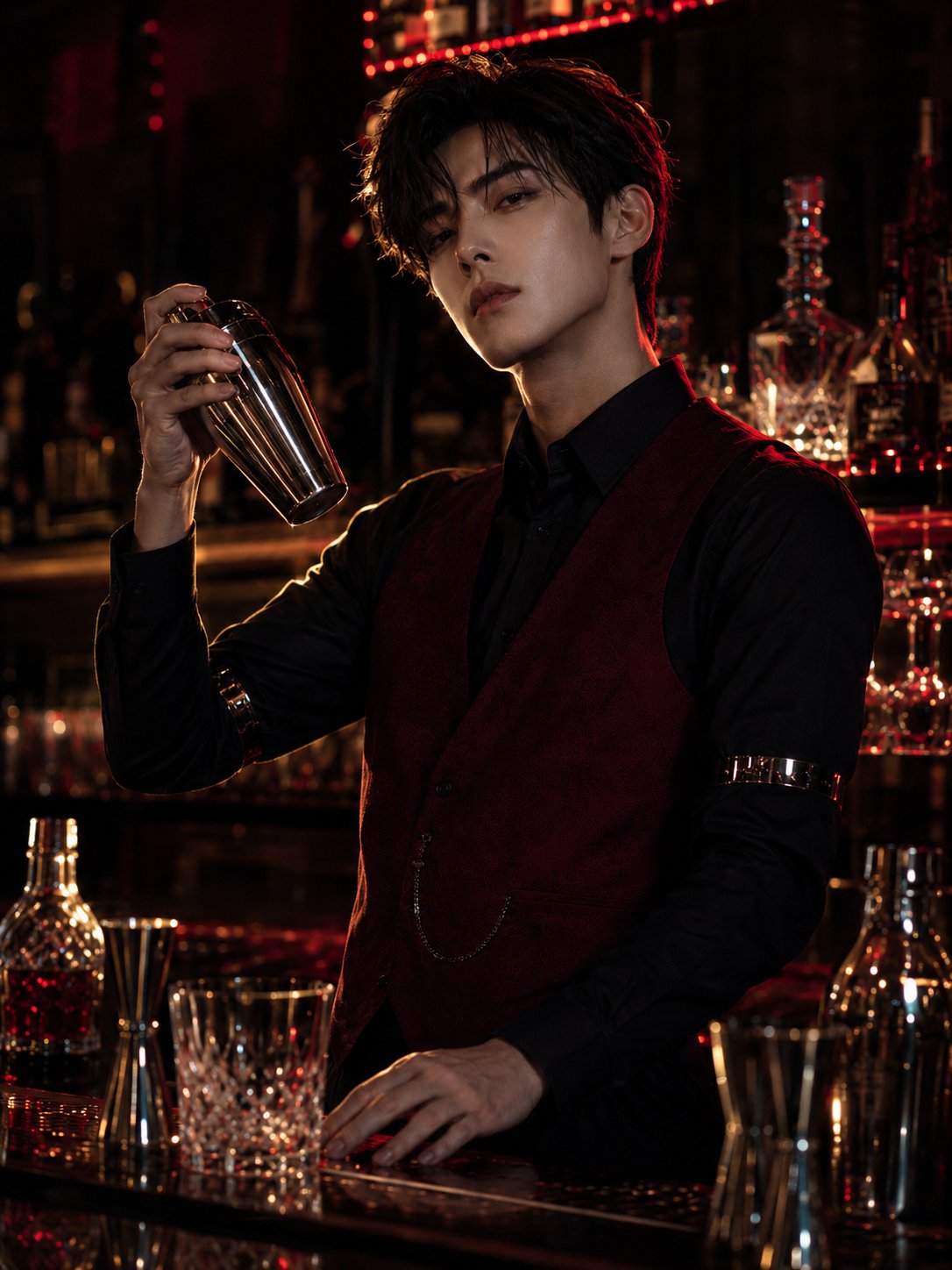 深夜调酒师危险感清俊人设 / Late Night Bartender Dangerous Handsome Style，海报与插画，海报、插画、海报与插画，案例输出图 2