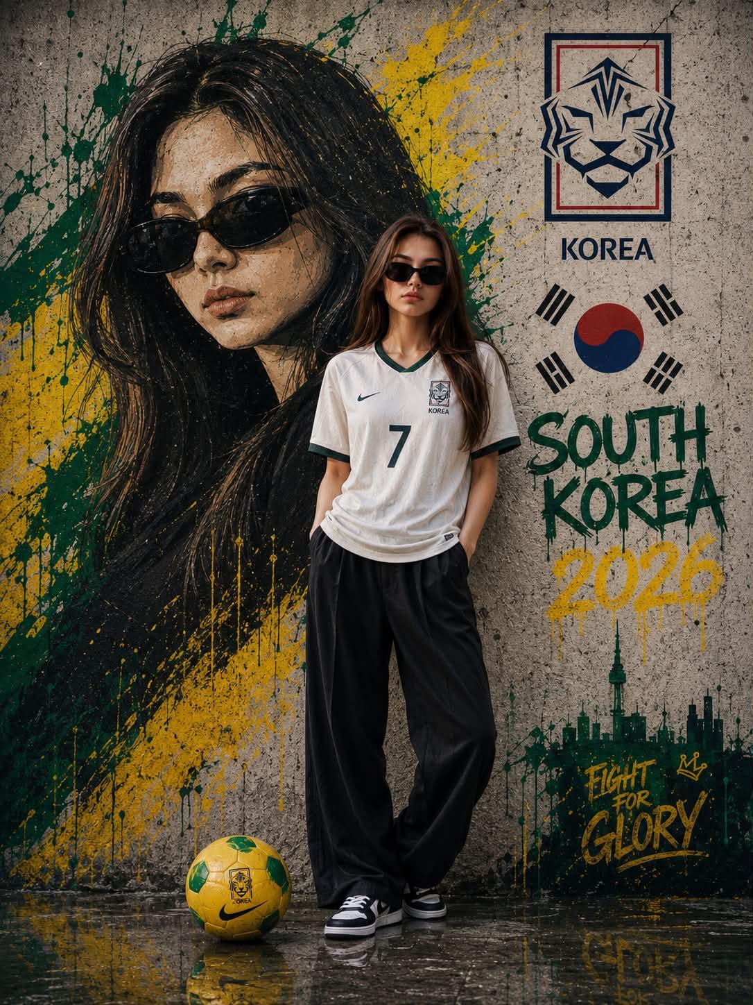 韩国涂鸦足球海报CapCut风格壁画 / Viral South Korea Graffiti Capcut Style，人像与摄影，人像、海报、品牌，案例输出图 2